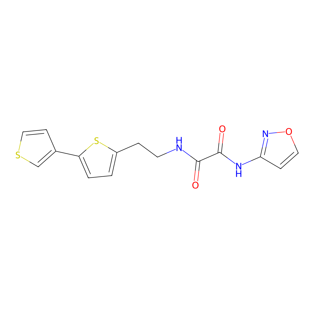 N1-(2-([2,3'-bithiophen]-5-yl)ethyl)-N2-(isoxazol-3-yl)oxalamide molecular structure, CAS 2034548-21-3