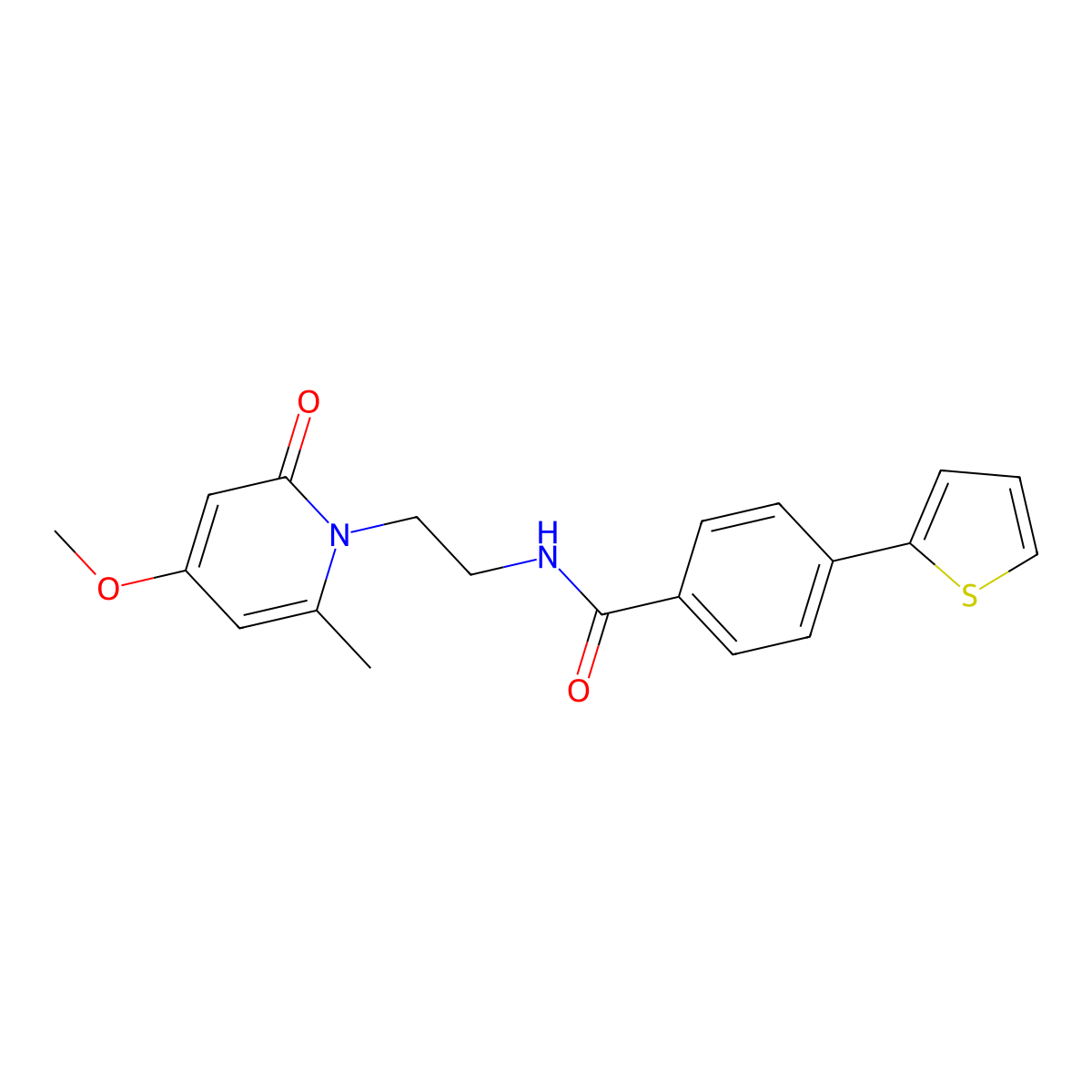 N-(2-(4-methoxy-6-methyl-2-oxopyridin-1(2H)-yl)ethyl)-4-(thiophen-2-yl)benzamide molecular structure, CAS 2034548-22-4