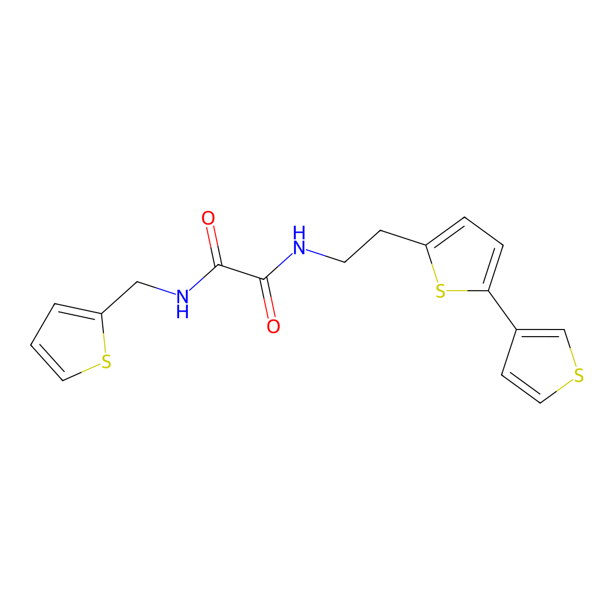 N-(2-{[2,3'-bithiophene]-5-yl}ethyl)-N'-[(thiophen-2-yl)methyl]ethanediamide molecular structure, CAS 2034548-25-7