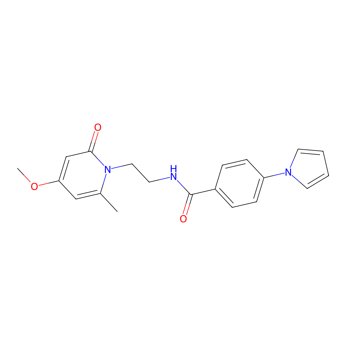 N-(2-(4-methoxy-6-methyl-2-oxopyridin-1(2H)-yl)ethyl)-4-(1H-pyrrol-1-yl)benzamide molecular structure, CAS 2034548-26-8