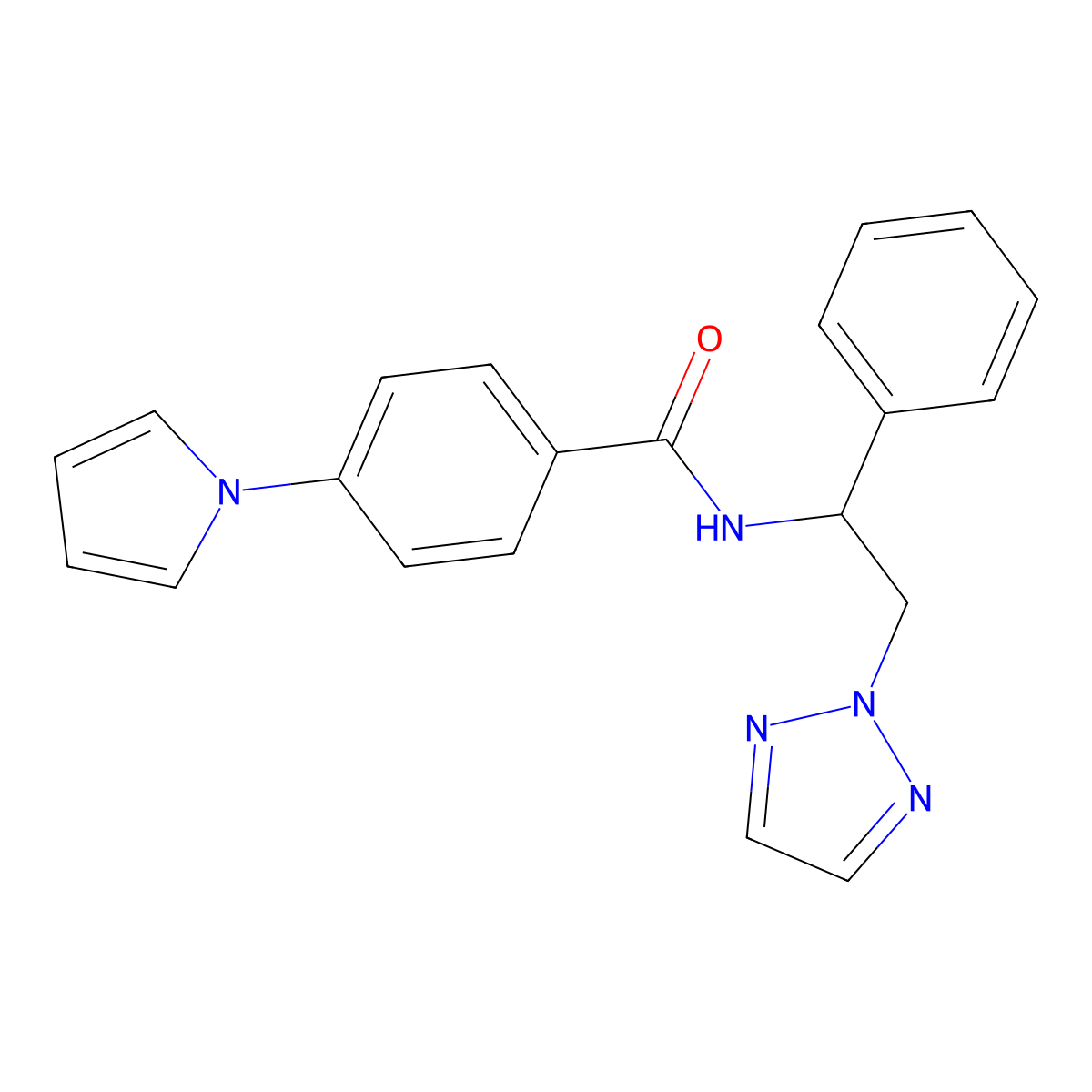 N-[1-phenyl-2-(2H-1,2,3-triazol-2-yl)ethyl]-4-(1H-pyrrol-1-yl)benzamide molecular structure, CAS 2034548-30-4