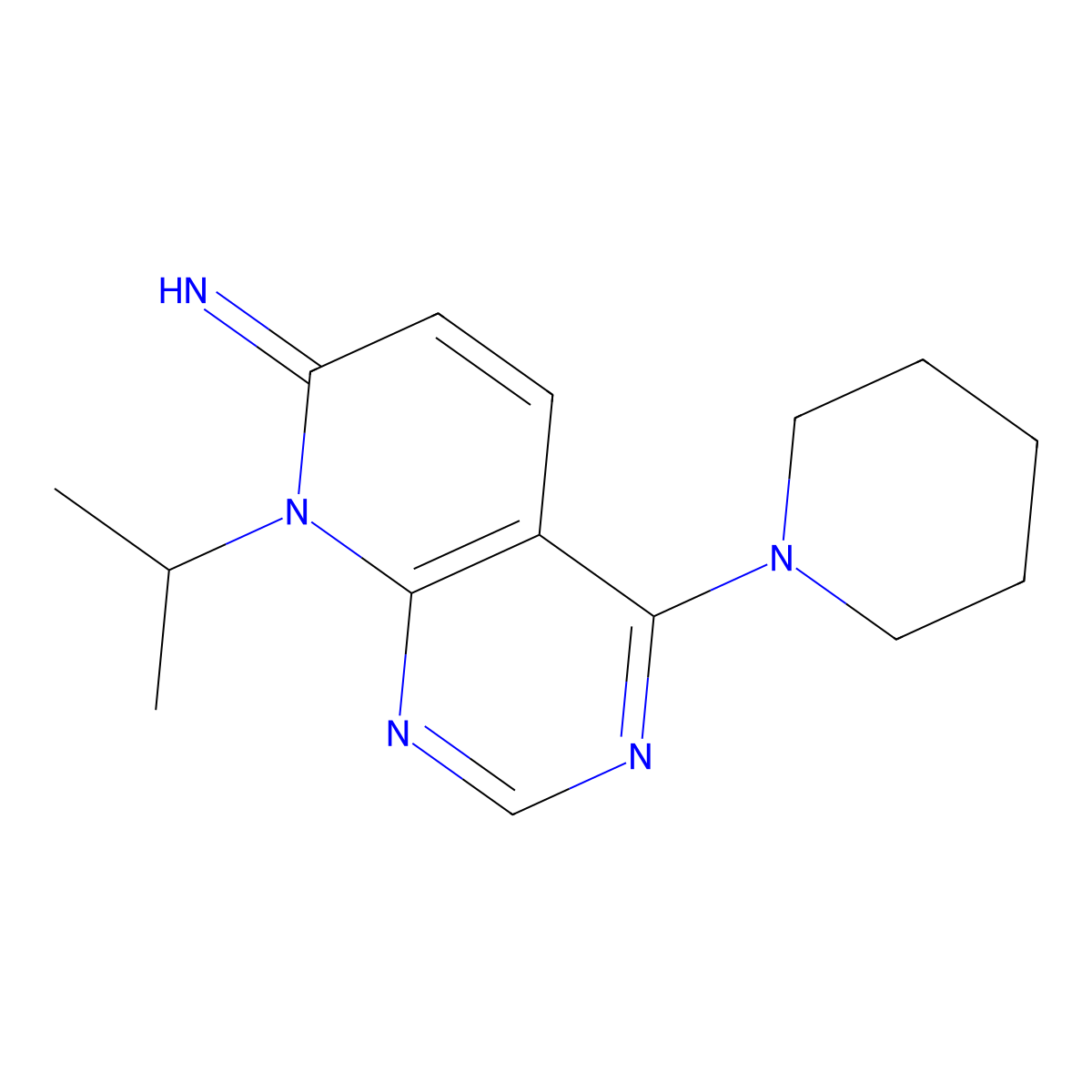 8-isopropyl-4-(piperidin-1-yl)pyrido[2,3-d]pyrimidin-7(8H)-imine molecular structure, CAS 2034548-31-5
