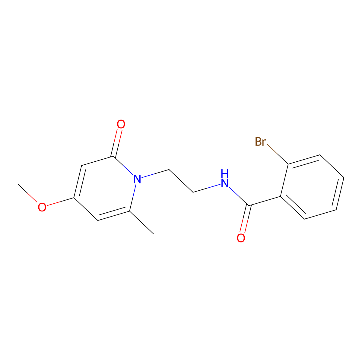 2-bromo-N-(2-(4-methoxy-6-methyl-2-oxopyridin-1(2H)-yl)ethyl)benzamide molecular structure, CAS 2034548-32-6