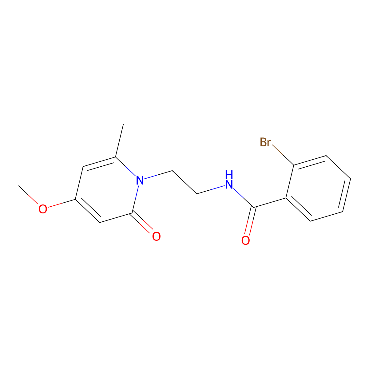 2-bromo-N-(2-(4-methoxy-6-methyl-2-oxopyridin-1(2H)-yl)ethyl)benzamide molecular structure, CAS 2034548-32-6