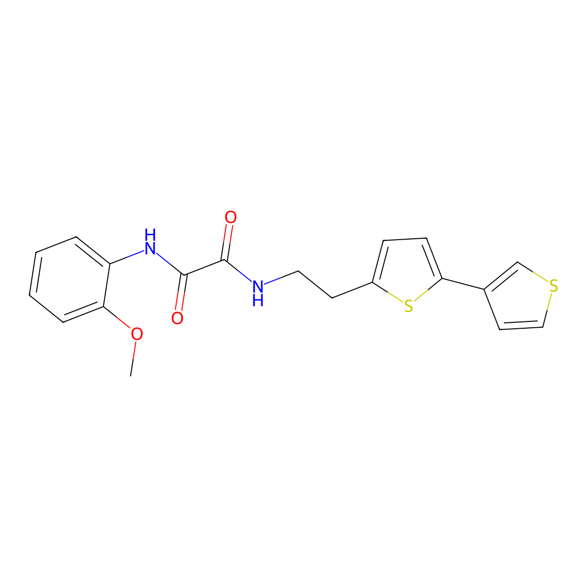 N-(2-{[2,3'-bithiophene]-5-yl}ethyl)-N'-(2-methoxyphenyl)ethanediamide molecular structure, CAS 2034548-33-7