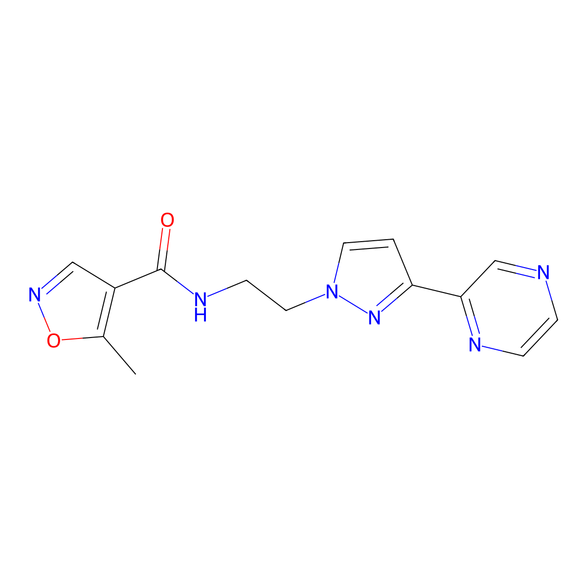 5-methyl-N-(2-(3-(pyrazin-2-yl)-1H-pyrazol-1-yl)ethyl)isoxazole-4-carboxamide molecular structure, CAS 2034548-34-8