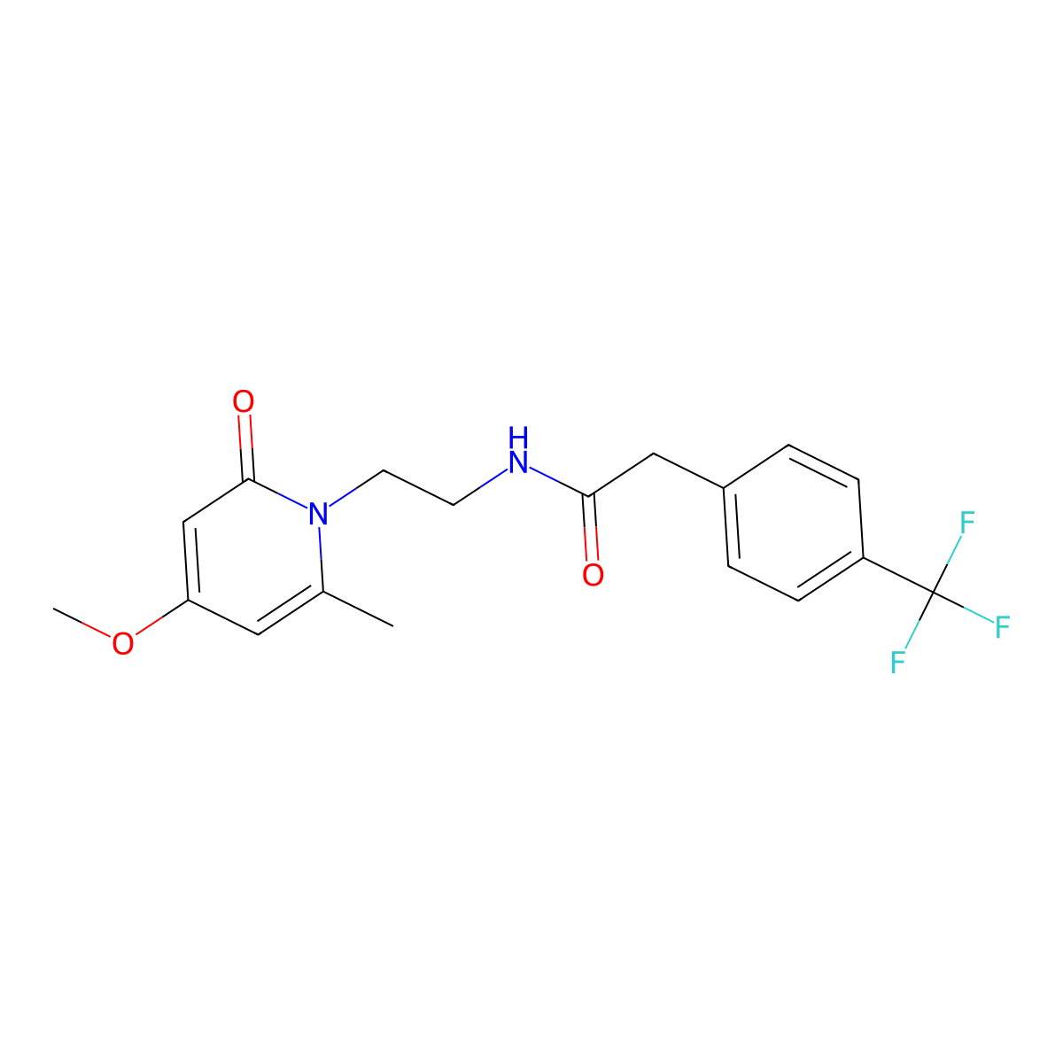 N-(2-(4-methoxy-6-methyl-2-oxopyridin-1(2H)-yl)ethyl)-2-(4-(trifluoromethyl)phenyl)acetamide molecular structure, CAS 2034548-37-1