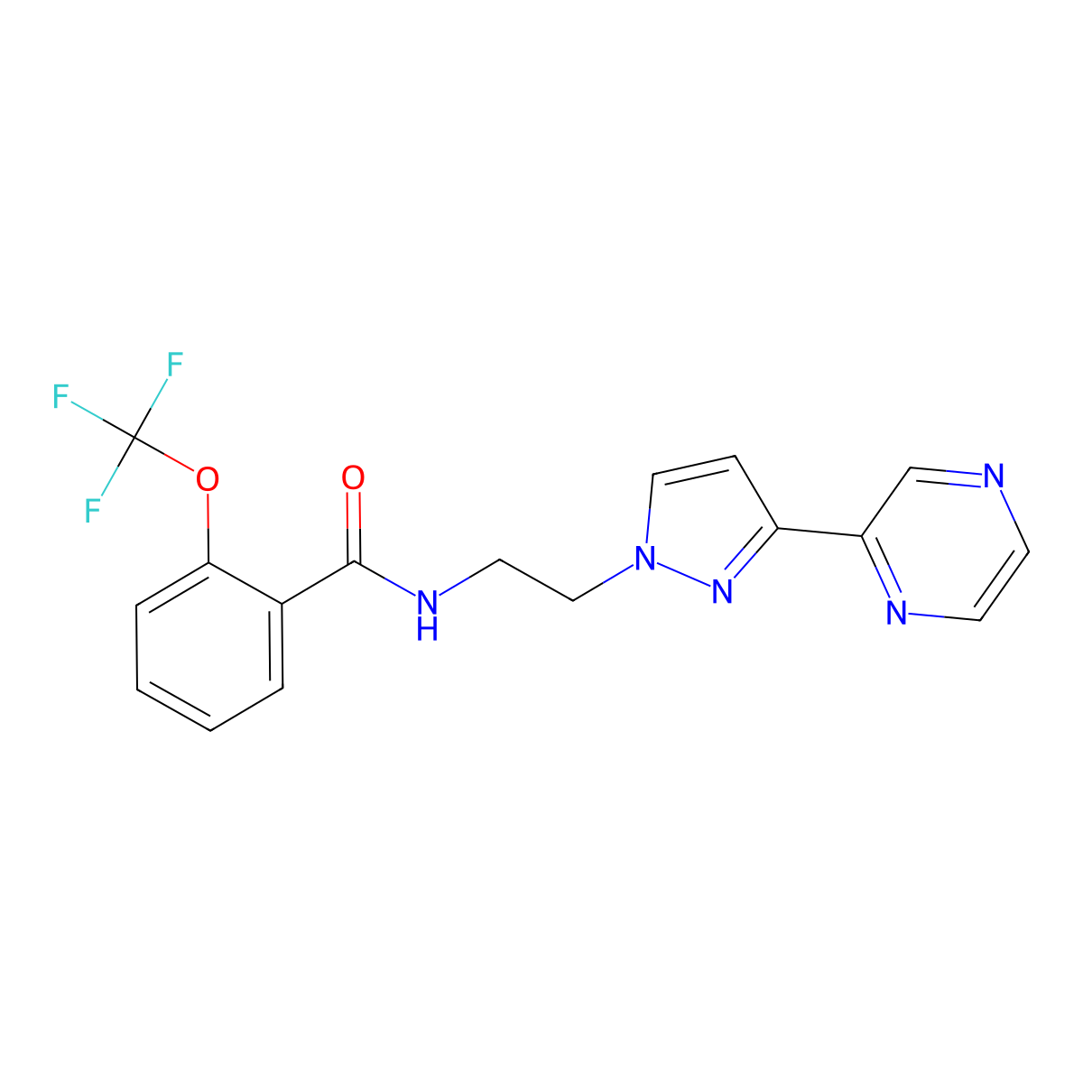 N-{2-[3-(pyrazin-2-yl)-1H-pyrazol-1-yl]ethyl}-2-(trifluoromethoxy)benzamide molecular structure, CAS 2034548-40-6