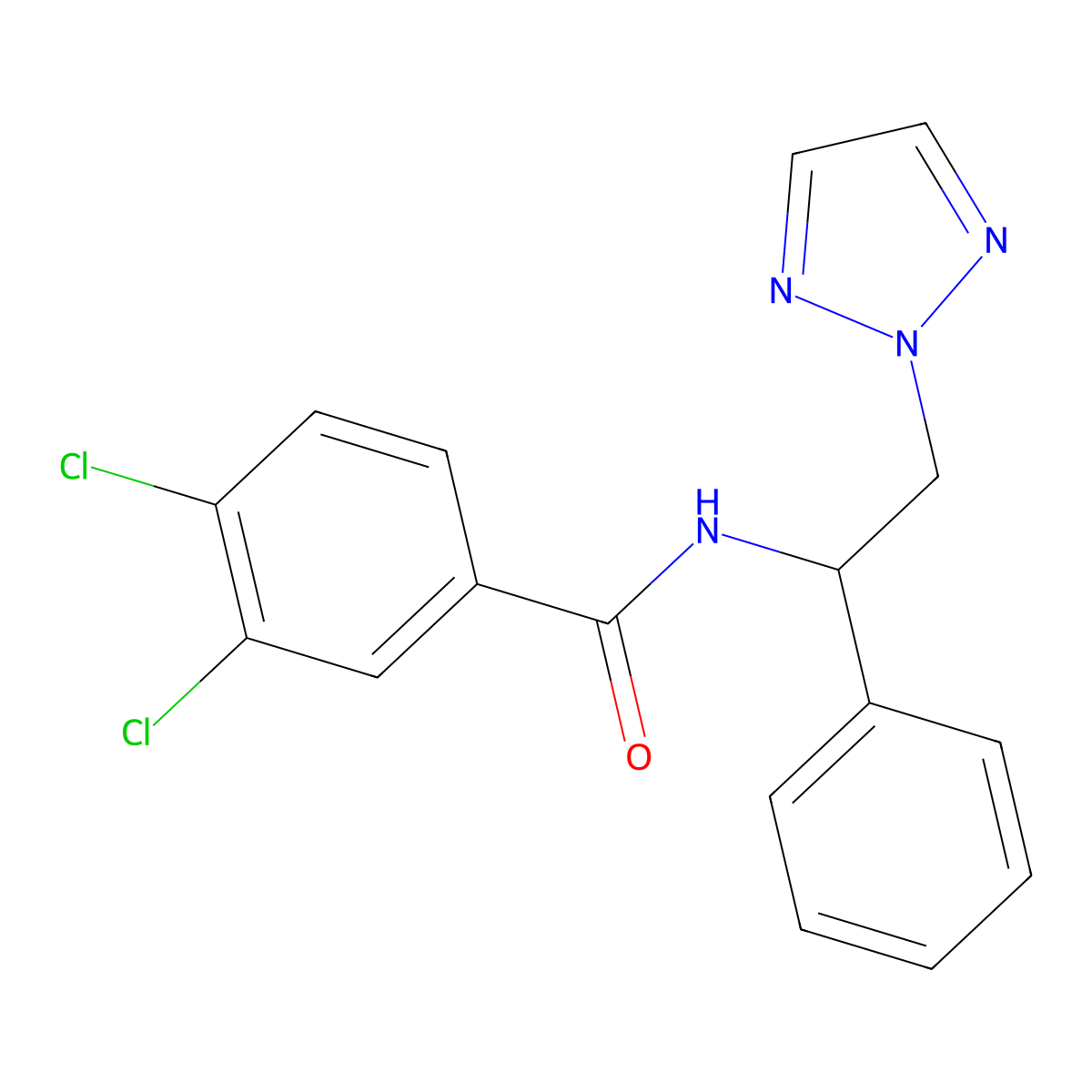 3,4-dichloro-N-[1-phenyl-2-(2H-1,2,3-triazol-2-yl)ethyl]benzamide molecular structure, CAS 2034548-43-9