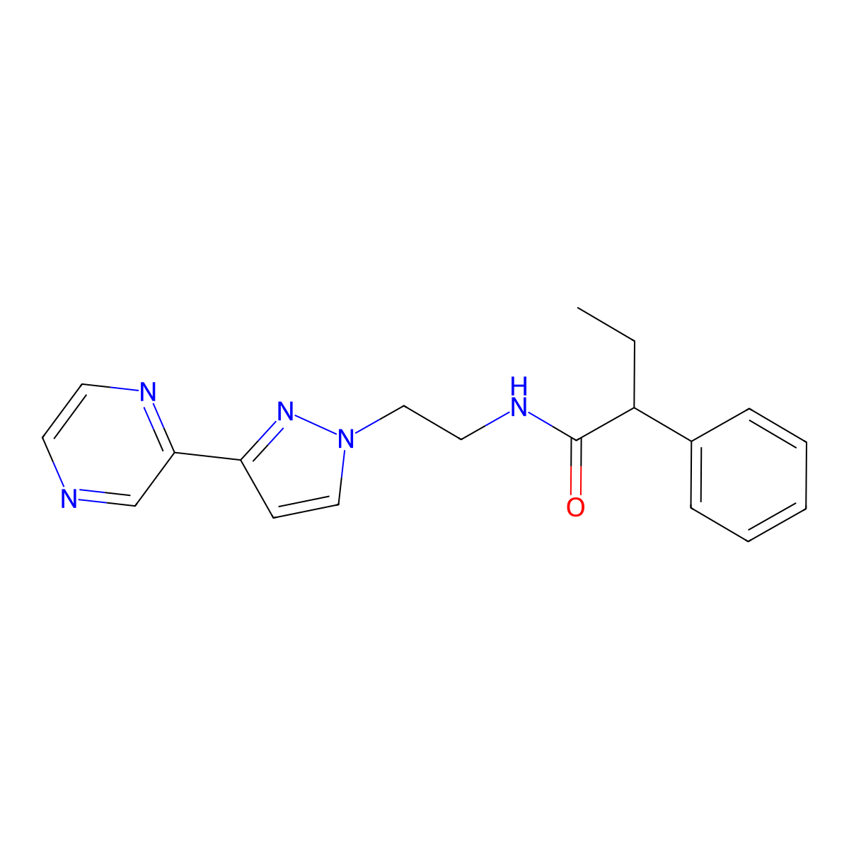 2-phenyl-N-{2-[3-(pyrazin-2-yl)-1H-pyrazol-1-yl]ethyl}butanamide molecular structure, CAS 2034548-45-1
