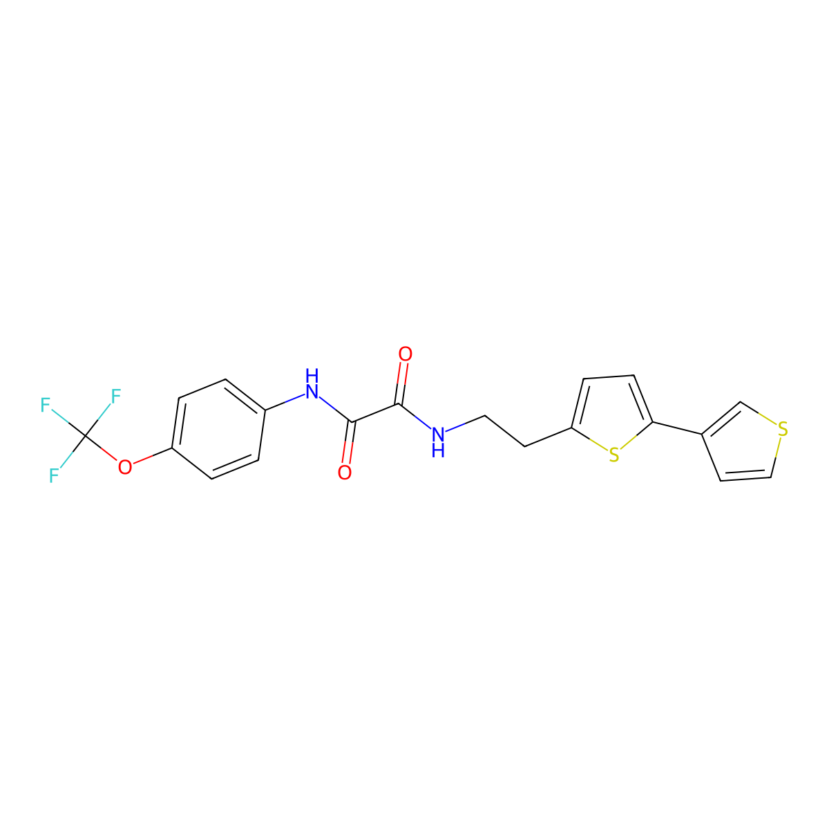 N1-(2-([2,3'-bithiophen]-5-yl)ethyl)-N2-(4-(trifluoromethoxy)phenyl)oxalamide molecular structure, CAS 2034548-46-2