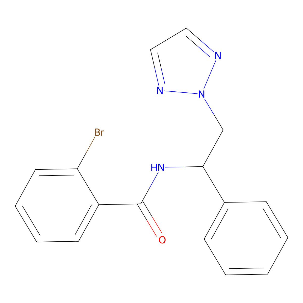 2-bromo-N-(1-phenyl-2-(2H-1,2,3-triazol-2-yl)ethyl)benzamide molecular structure, CAS 2034548-49-5