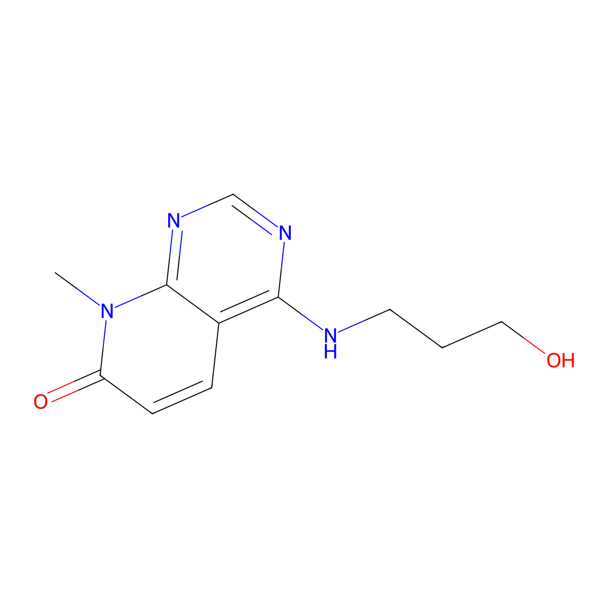 4-((3-hydroxypropyl)amino)-8-methylpyrido[2,3-d]pyrimidin-7(8H)-one molecular structure, CAS 2034548-52-0