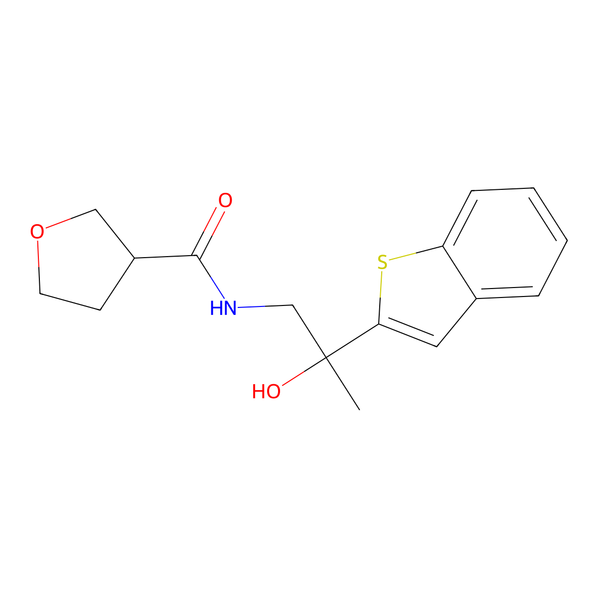N-(2-(benzo[b]thiophen-2-yl)-2-hydroxypropyl)tetrahydrofuran-3-carboxamide molecular structure, CAS 2034548-54-2