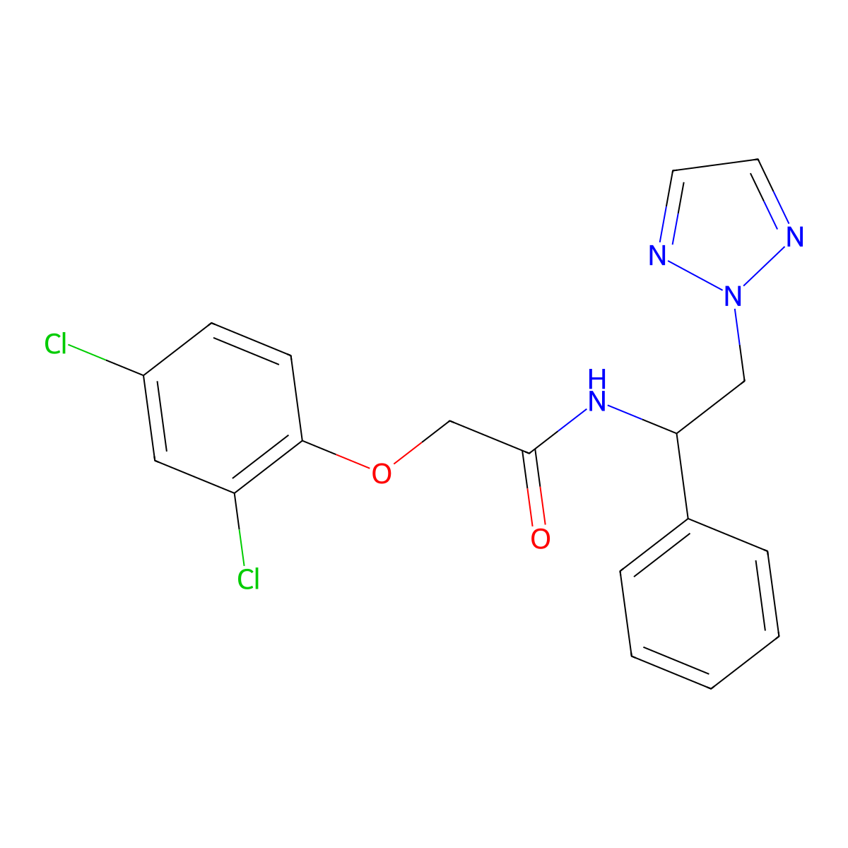 2-(2,4-dichlorophenoxy)-N-(1-phenyl-2-(2H-1,2,3-triazol-2-yl)ethyl)acetamide molecular structure, CAS 2034548-55-3