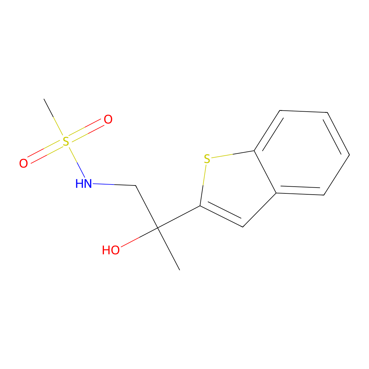 N-(2-(benzo[b]thiophen-2-yl)-2-hydroxypropyl)methanesulfonamide molecular structure, CAS 2034548-62-2