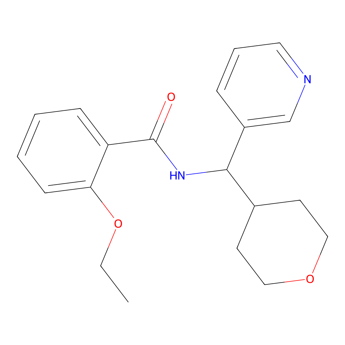 2-ethoxy-N-(pyridin-3-yl(tetrahydro-2H-pyran-4-yl)methyl)benzamide molecular structure, CAS 2034548-66-6