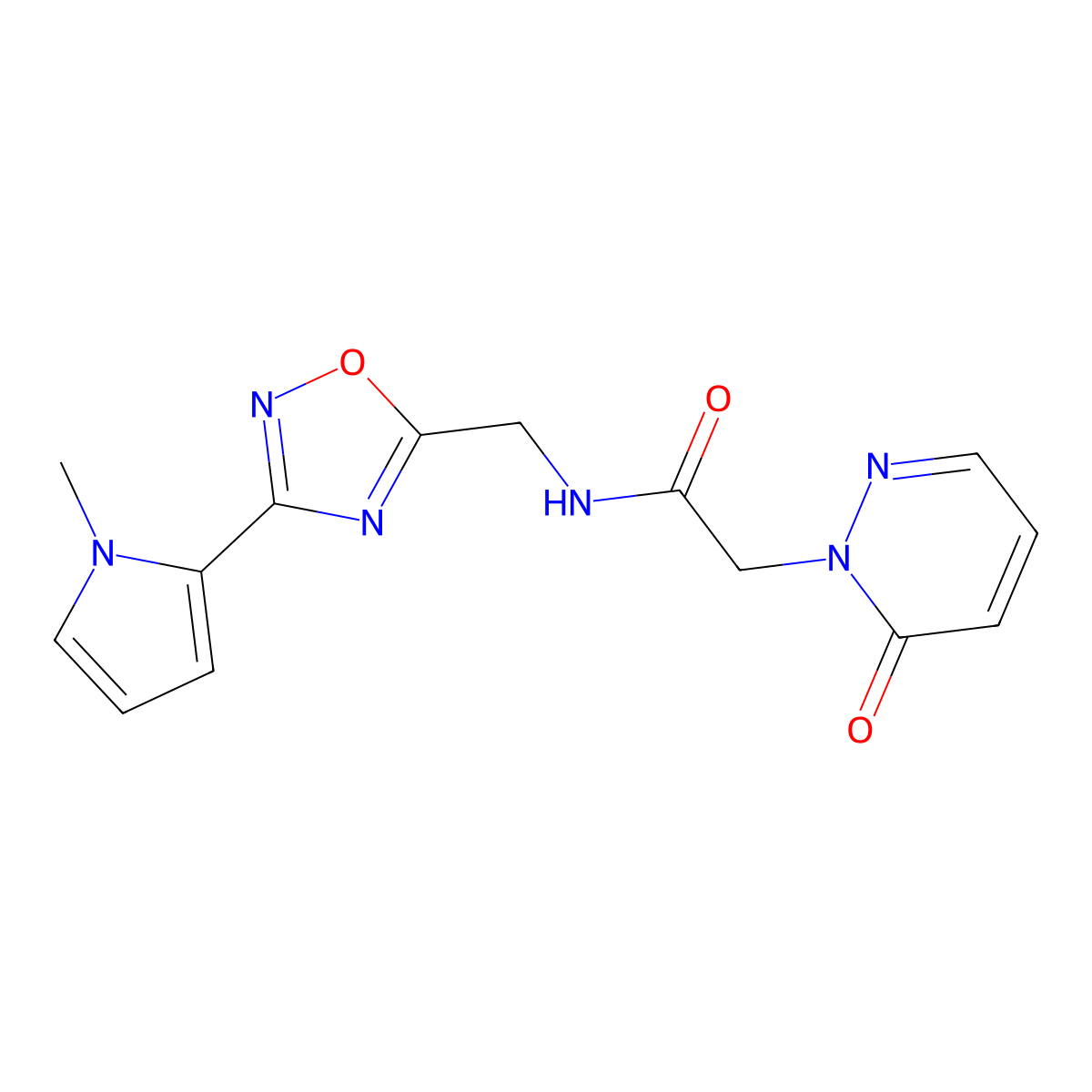 N-((3-(1-methyl-1H-pyrrol-2-yl)-1,2,4-oxadiazol-5-yl)methyl)-2-(6-oxopyridazin-1(6H)-yl)acetamide molecular structure, CAS 2034548-67-7