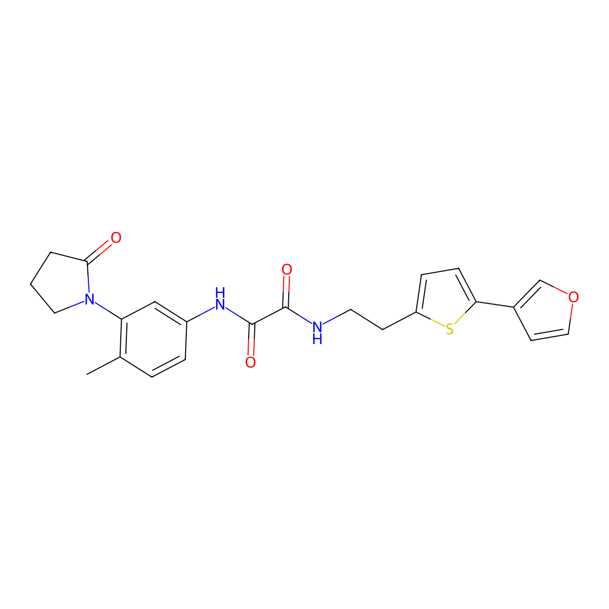 N1-(2-(5-(furan-3-yl)thiophen-2-yl)ethyl)-N2-(4-methyl-3-(2-oxopyrrolidin-1-yl)phenyl)oxalamide molecular structure, CAS 2034548-71-3