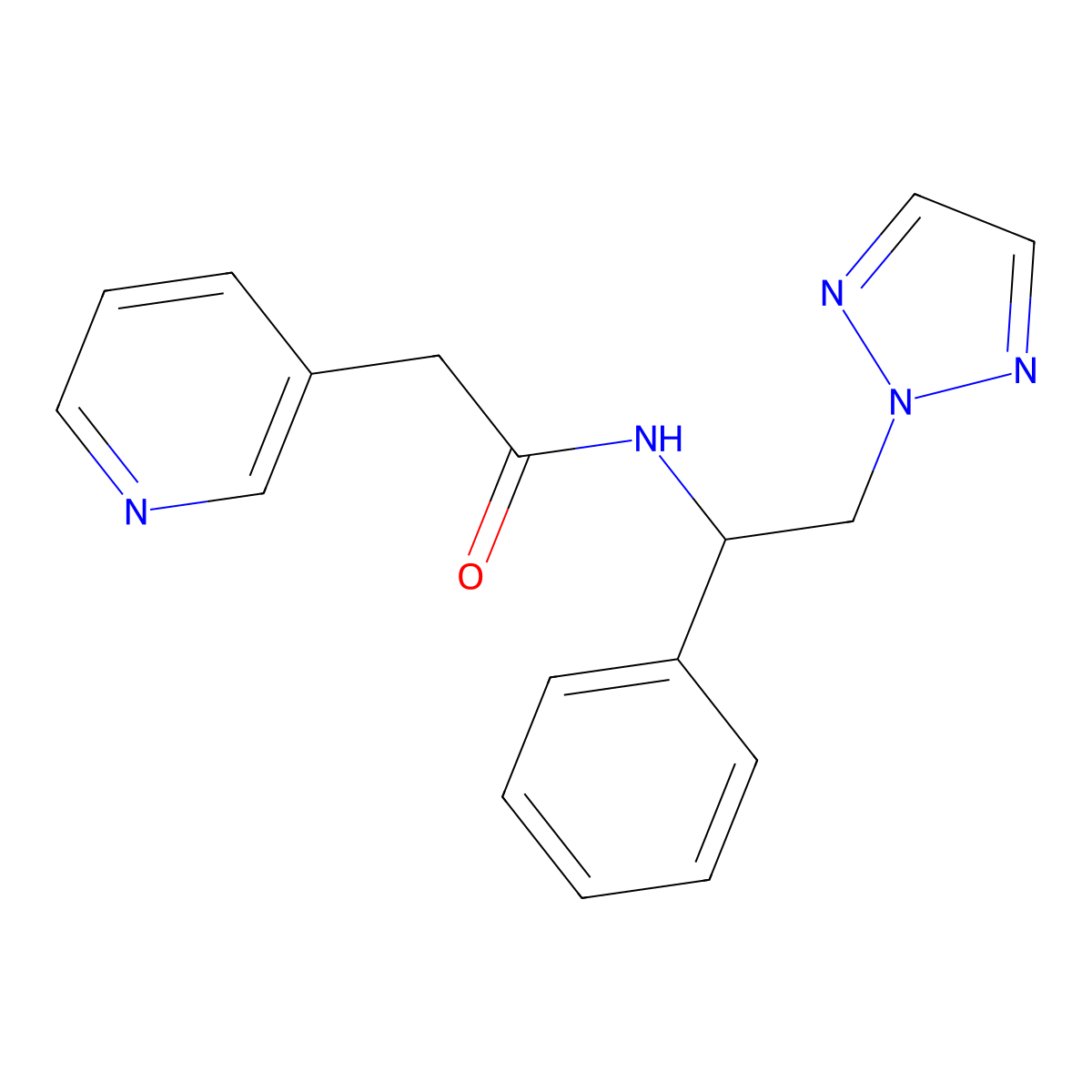 N-[1-phenyl-2-(2H-1,2,3-triazol-2-yl)ethyl]-2-(pyridin-3-yl)acetamide molecular structure, CAS 2034548-80-4