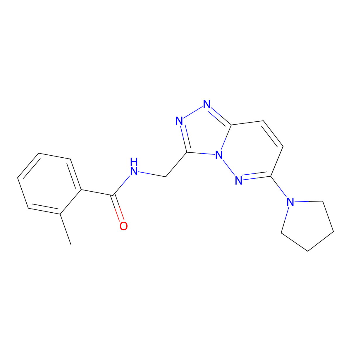 2-methyl-N-{[6-(pyrrolidin-1-yl)-[1,2,4]triazolo[4,3-b]pyridazin-3-yl]methyl}benzamide molecular structure, CAS 2034548-82-6