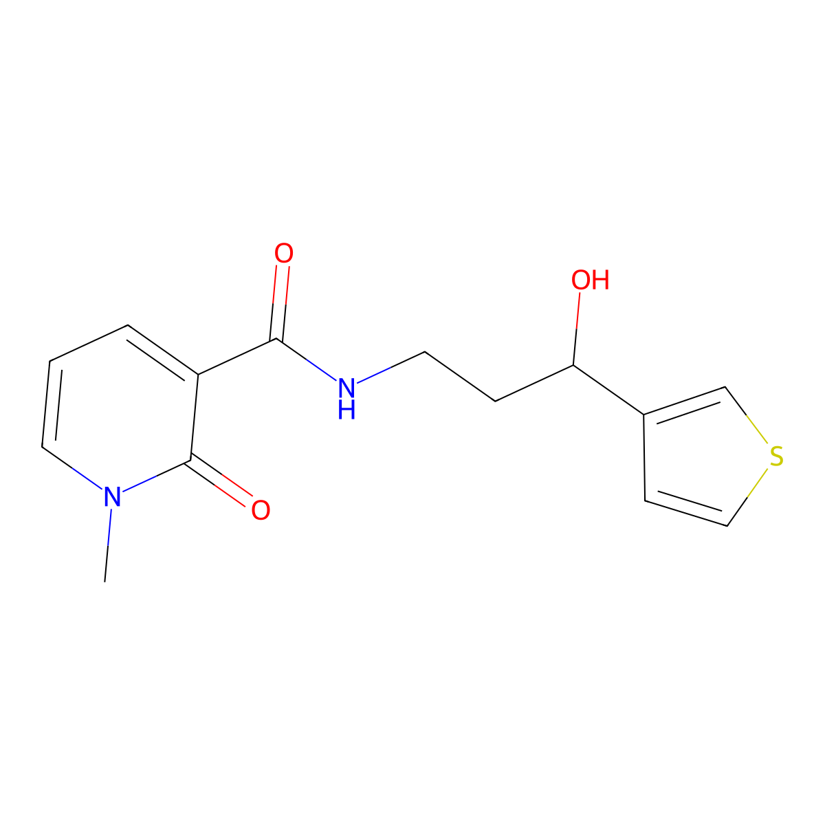N-(3-hydroxy-3-(thiophen-3-yl)propyl)-1-methyl-2-oxo-1,2-dihydropyridine-3-carboxamide molecular structure, CAS 2034548-83-7