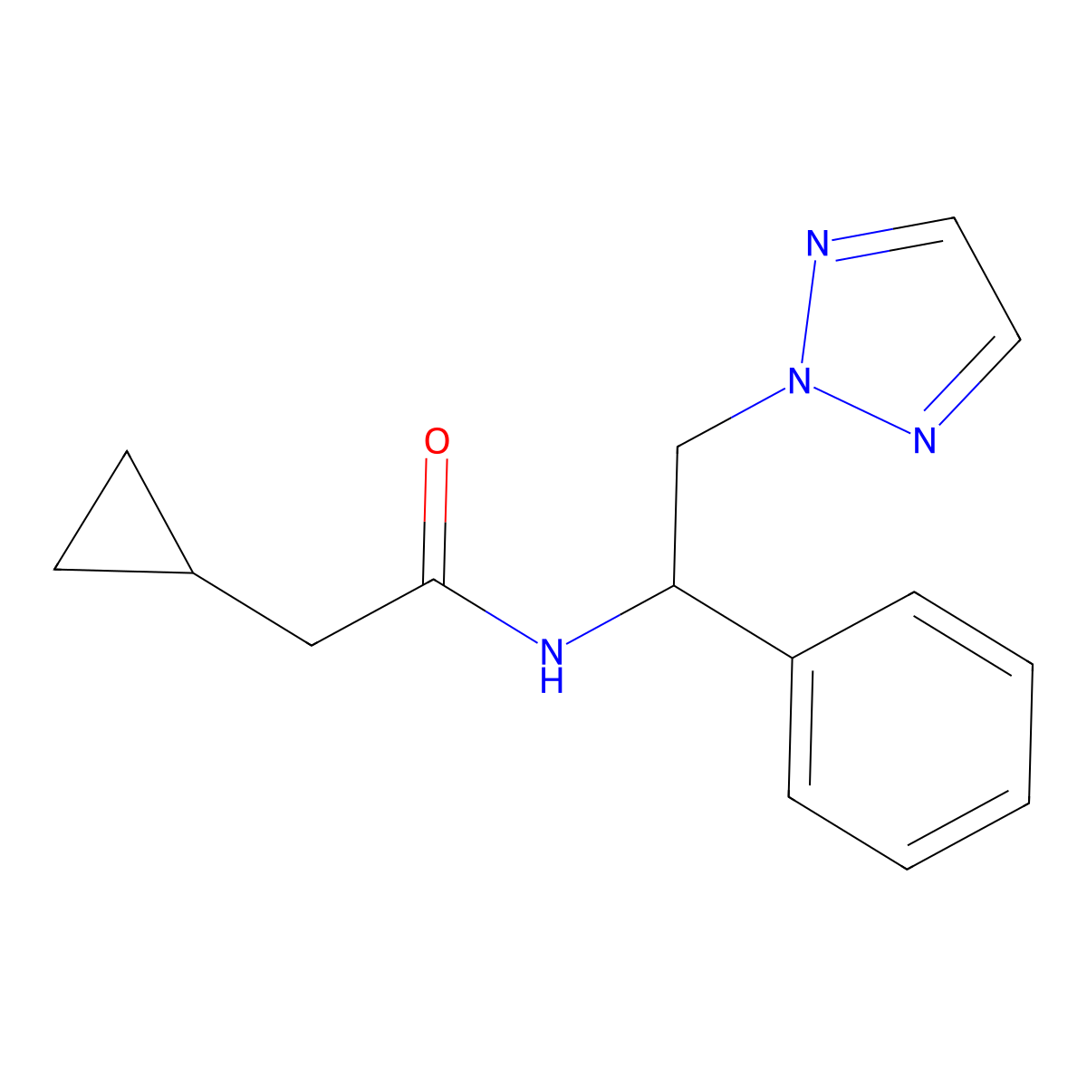 2-cyclopropyl-N-[1-phenyl-2-(2H-1,2,3-triazol-2-yl)ethyl]acetamide molecular structure, CAS 2034548-85-9