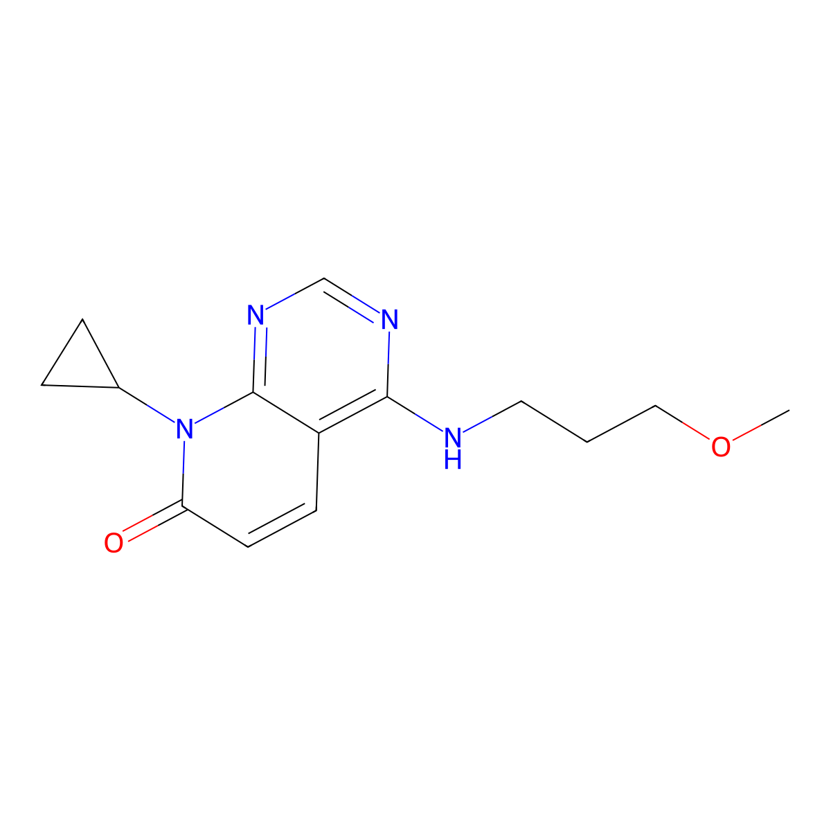 8-cyclopropyl-4-((3-methoxypropyl)amino)pyrido[2,3-d]pyrimidin-7(8H)-one molecular structure, CAS 2034548-89-3