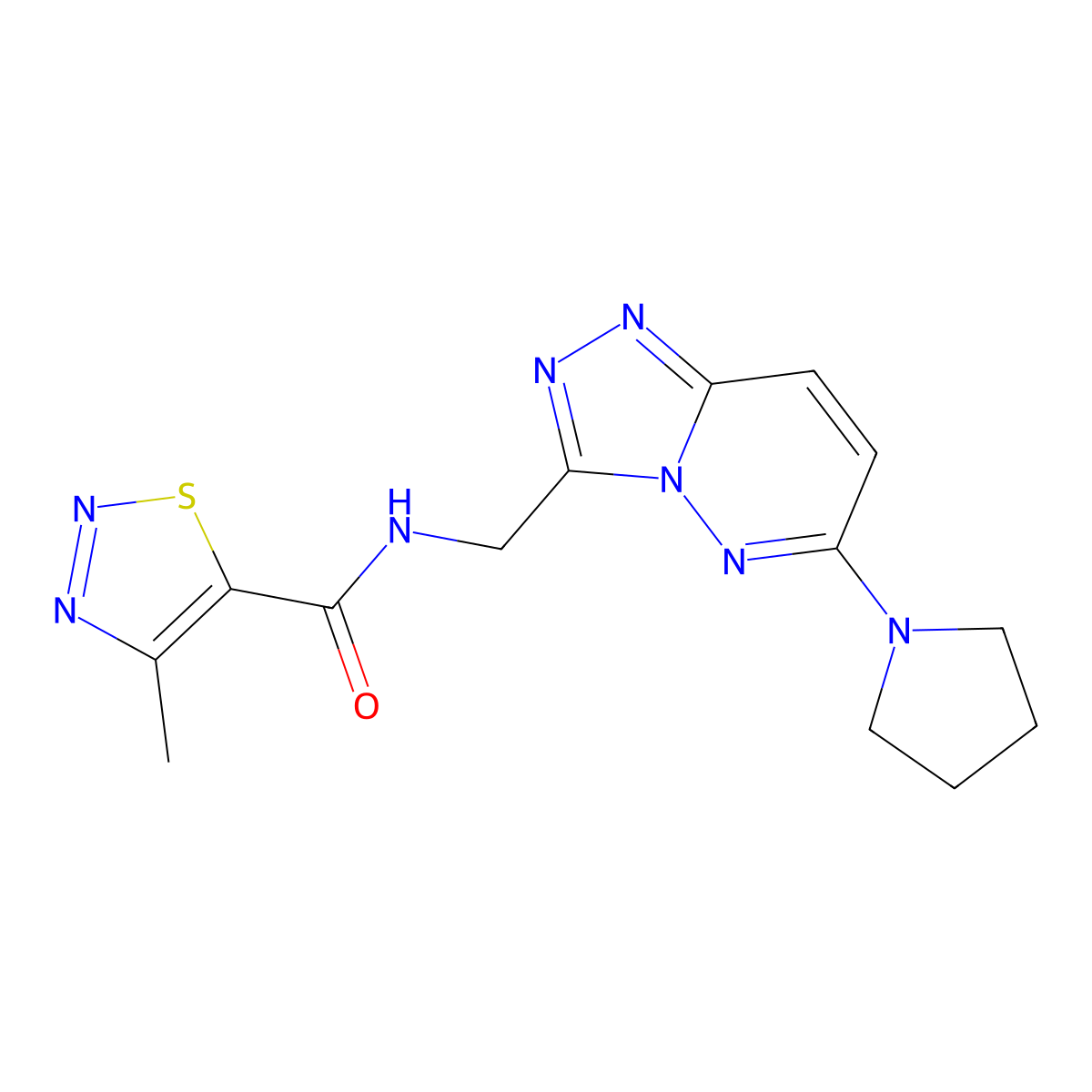 4-methyl-N-{[6-(pyrrolidin-1-yl)-[1,2,4]triazolo[4,3-b]pyridazin-3-yl]methyl}-1,2,3-thiadiazole-5-carboxamide molecular structure, CAS 2034548-95-1