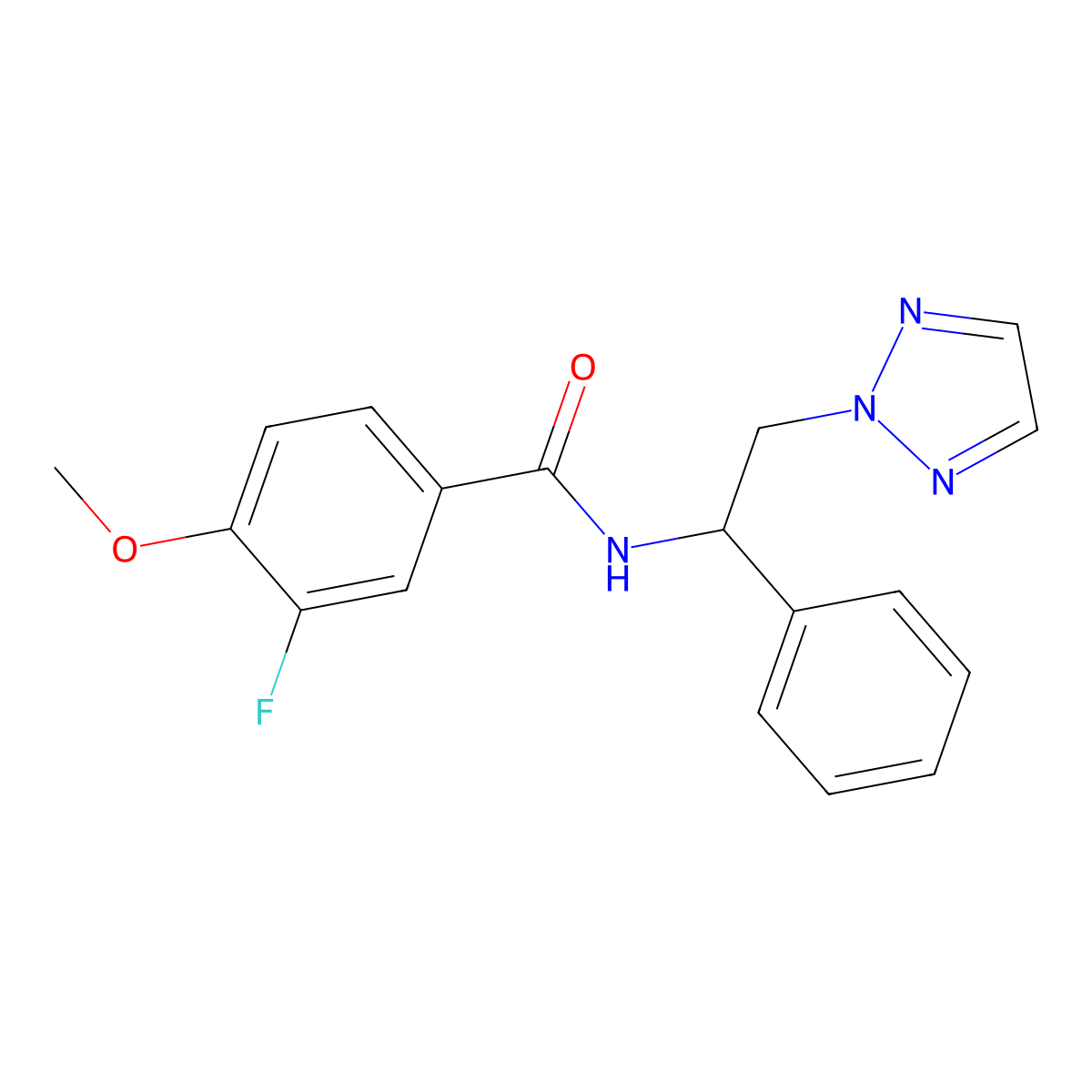 3-fluoro-4-methoxy-N-(1-phenyl-2-(2H-1,2,3-triazol-2-yl)ethyl)benzamide molecular structure, CAS 2034548-99-5