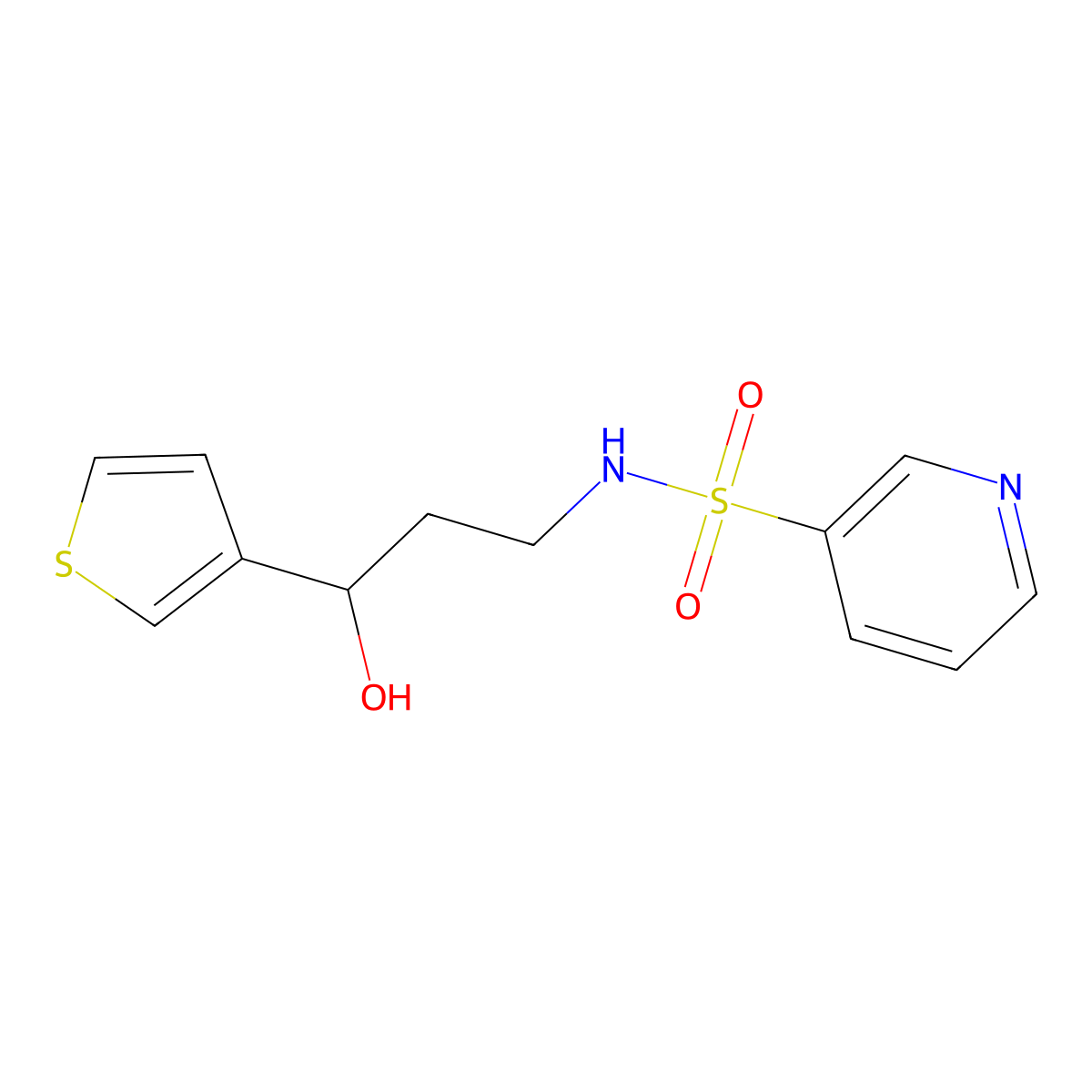 N-[3-hydroxy-3-(thiophen-3-yl)propyl]pyridine-3-sulfonamide molecular structure, CAS 2034549-05-6