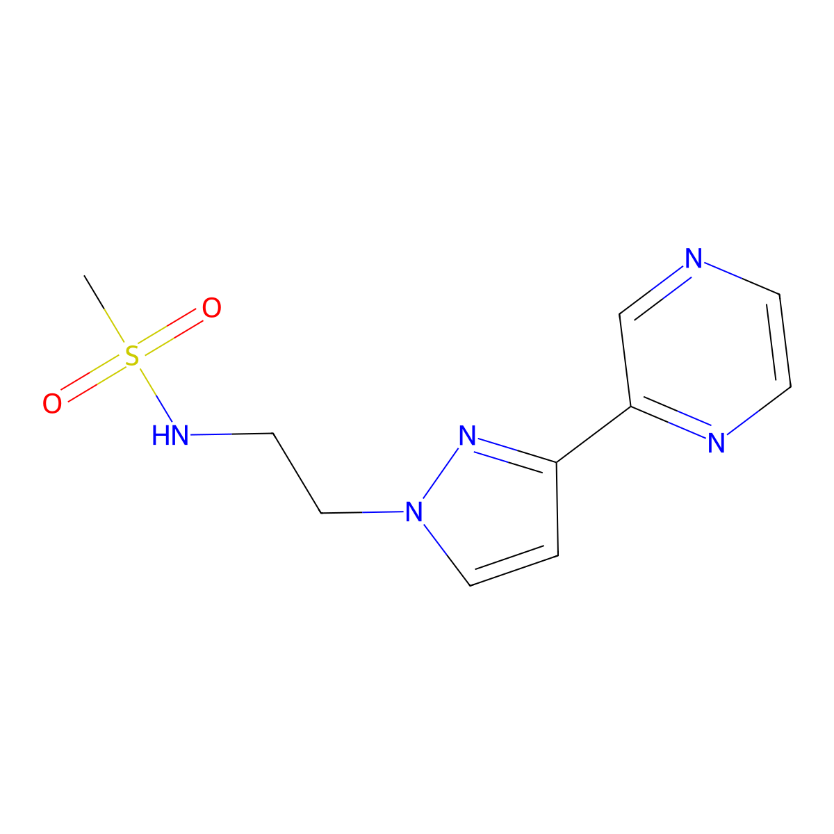 N-{2-[3-(pyrazin-2-yl)-1H-pyrazol-1-yl]ethyl}methanesulfonamide molecular structure, CAS 2034549-13-6