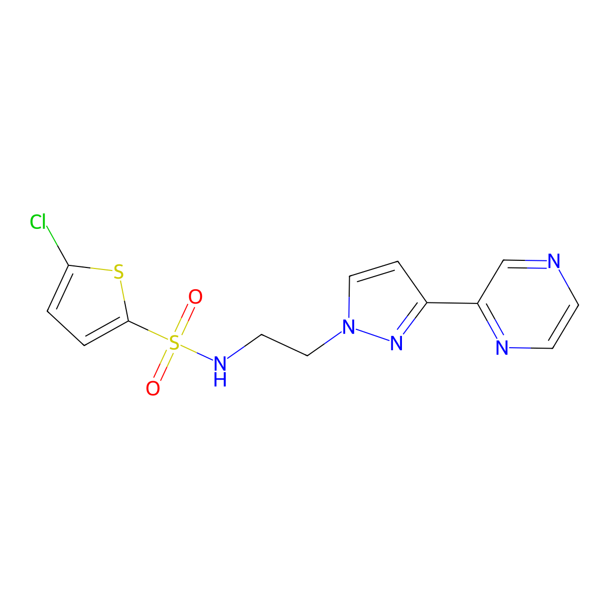 5-chloro-N-{2-[3-(pyrazin-2-yl)-1H-pyrazol-1-yl]ethyl}thiophene-2-sulfonamide molecular structure, CAS 2034549-17-0