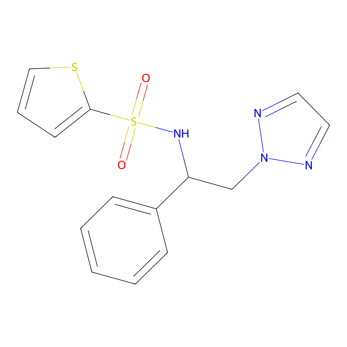 N-(1-phenyl-2-(2H-1,2,3-triazol-2-yl)ethyl)thiophene-2-sulfonamide molecular structure, CAS 2034549-18-1
