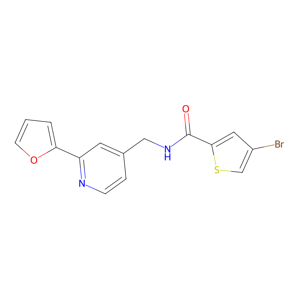 4-bromo-N-((2-(furan-2-yl)pyridin-4-yl)methyl)thiophene-2-carboxamide molecular structure, CAS 2034549-19-2