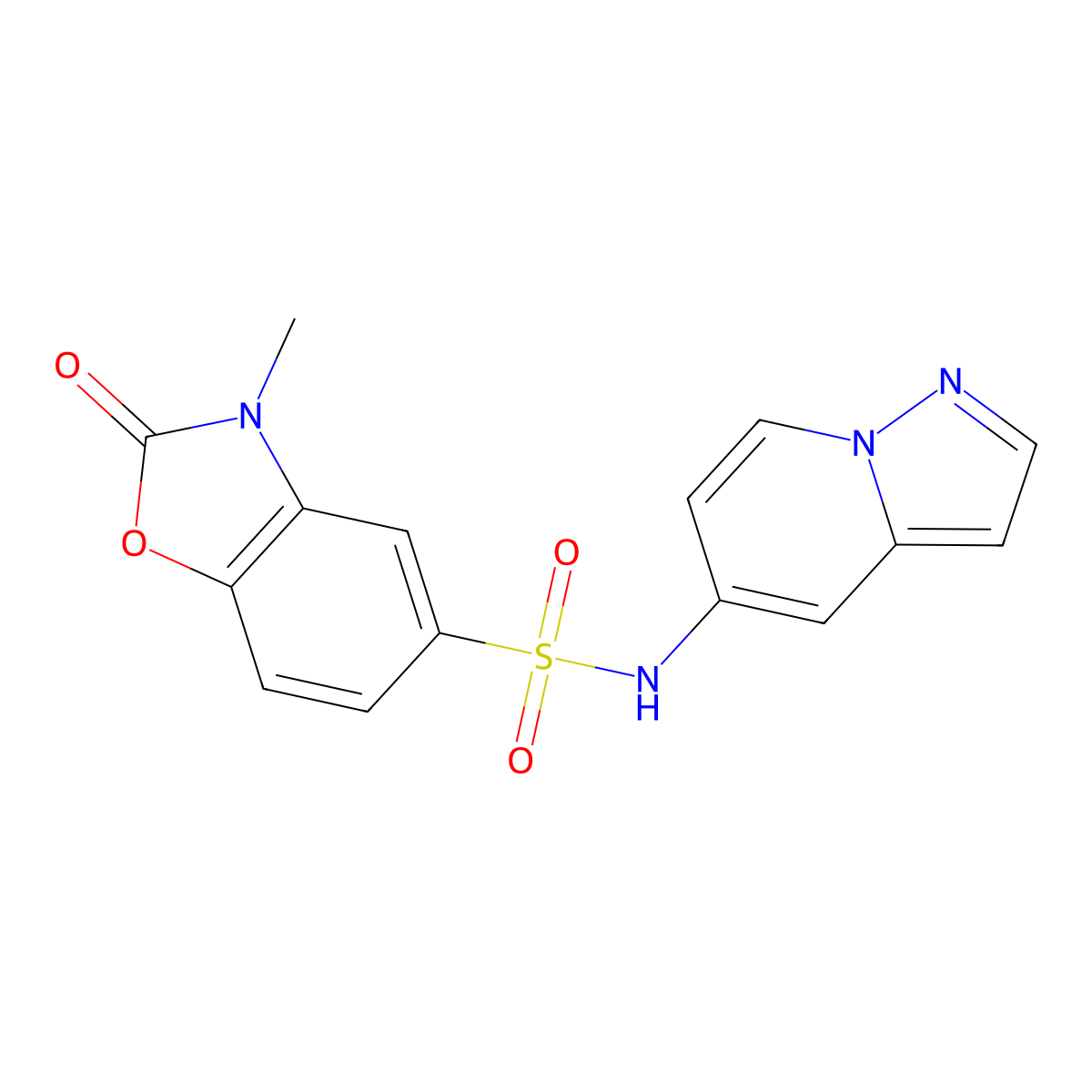 3-methyl-2-oxo-N-(pyrazolo[1,5-a]pyridin-5-yl)-2,3-dihydrobenzo[d]oxazole-5-sulfonamide molecular structure, CAS 2034549-21-6