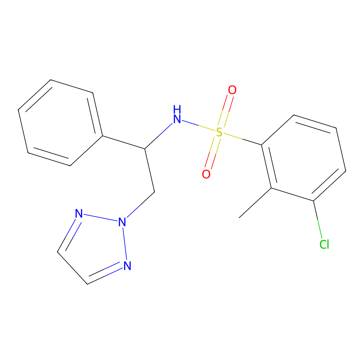3-chloro-2-methyl-N-(1-phenyl-2-(2H-1,2,3-triazol-2-yl)ethyl)benzenesulfonamide molecular structure, CAS 2034549-27-2