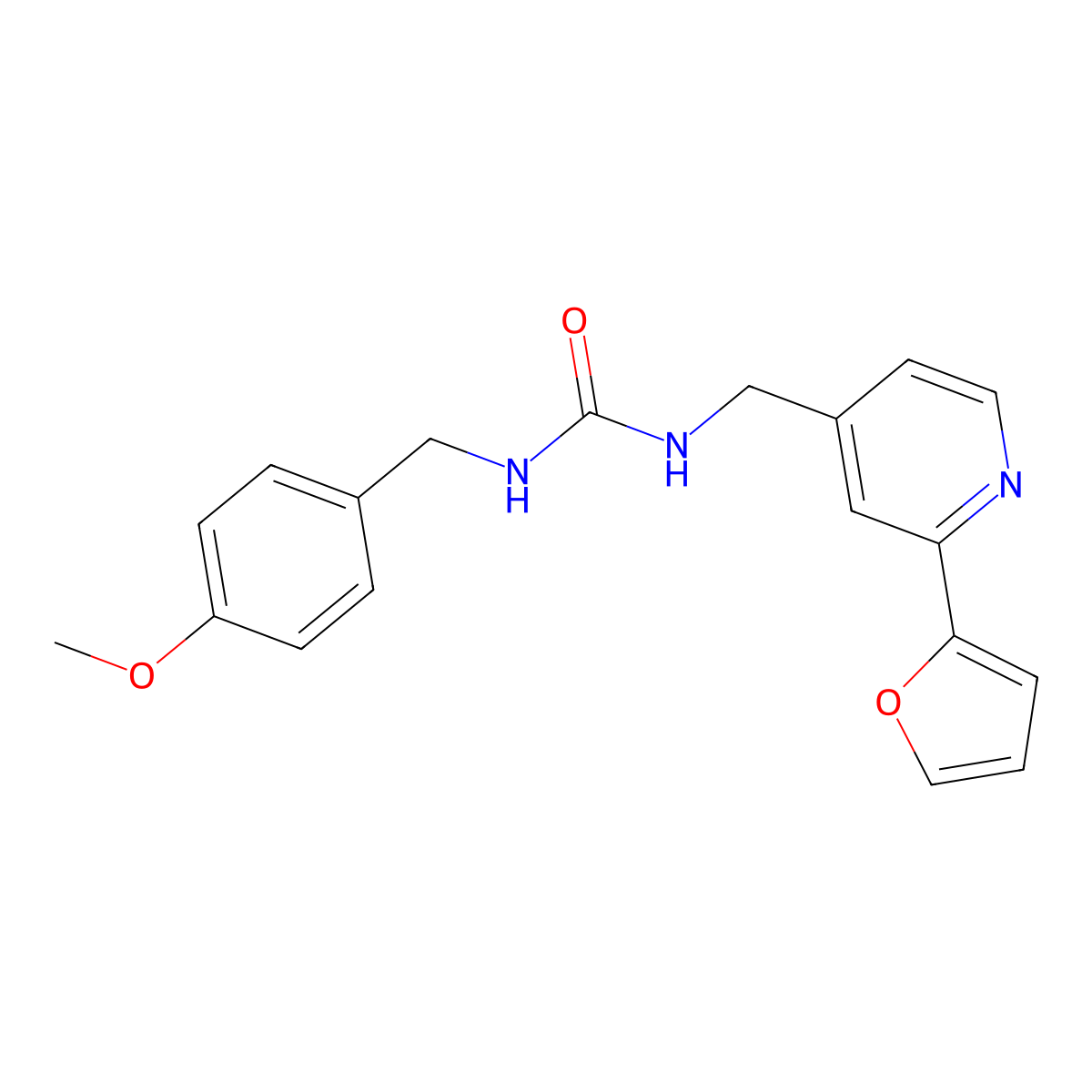 1-((2-(Furan-2-yl)pyridin-4-yl)methyl)-3-(4-methoxybenzyl)urea molecular structure, CAS 2034549-31-8