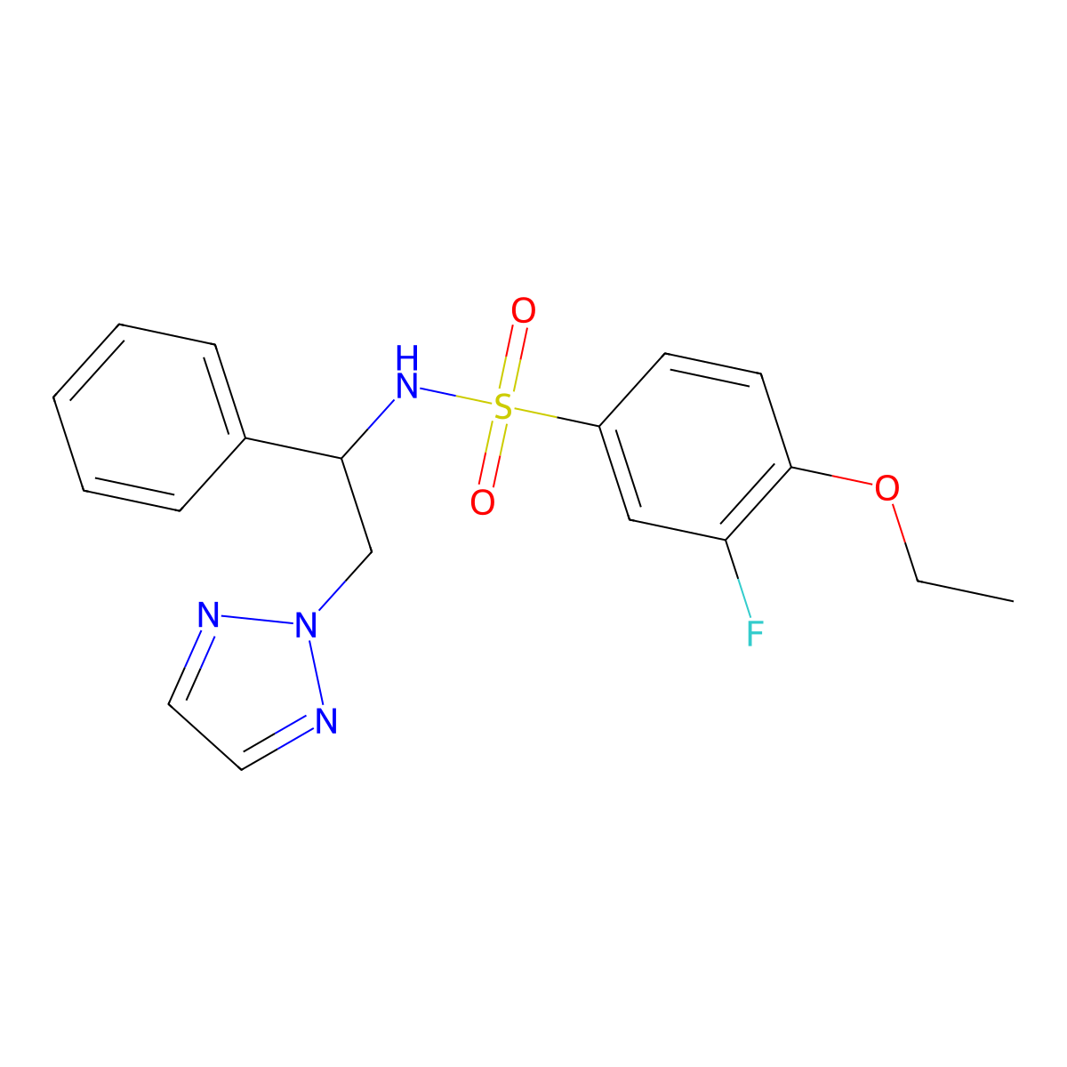 4-ethoxy-3-fluoro-N-(1-phenyl-2-(2H-1,2,3-triazol-2-yl)ethyl)benzenesulfonamide molecular structure, CAS 2034549-32-9