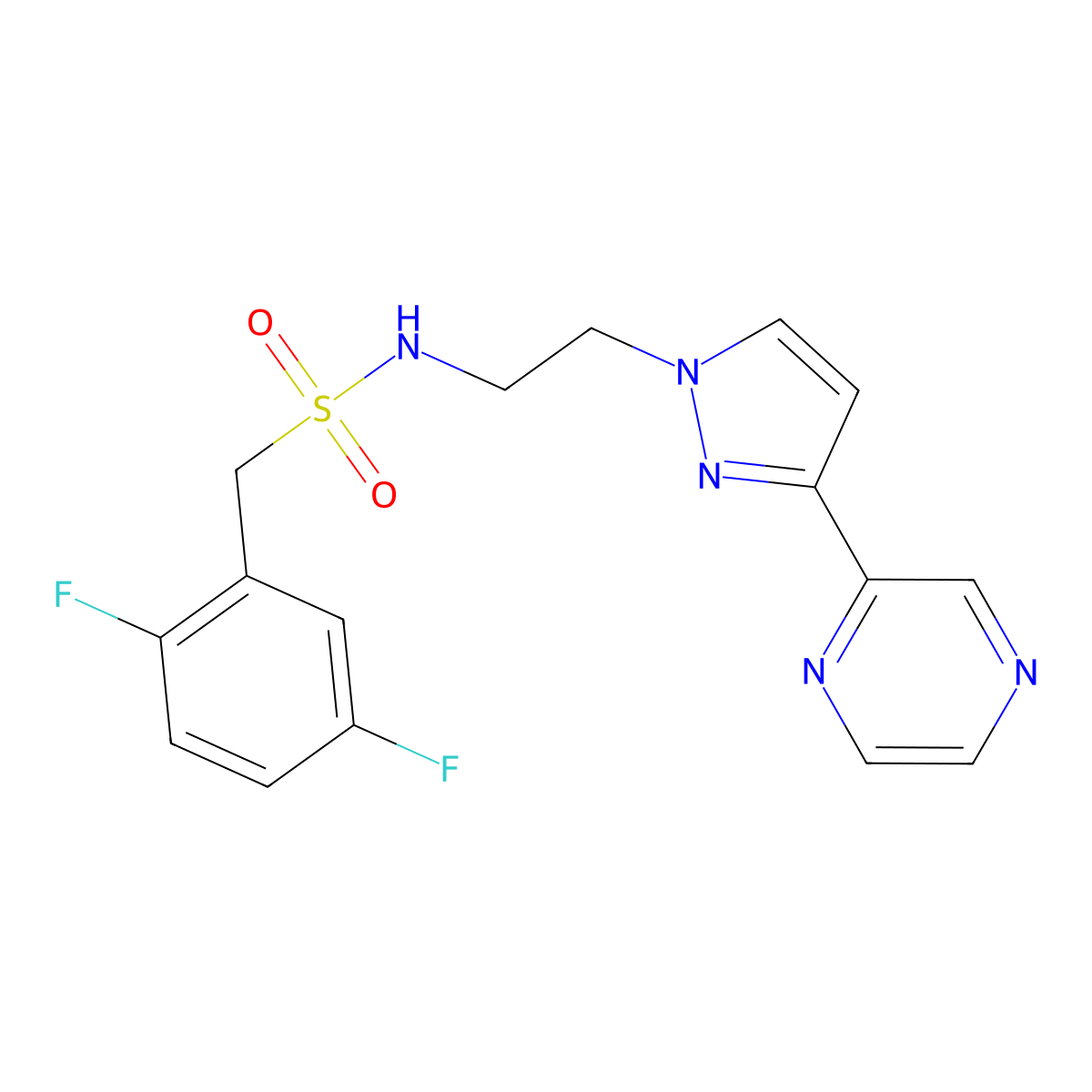 1-(2,5-difluorophenyl)-N-{2-[3-(pyrazin-2-yl)-1H-pyrazol-1-yl]ethyl}methanesulfonamide molecular structure, CAS 2034549-33-0