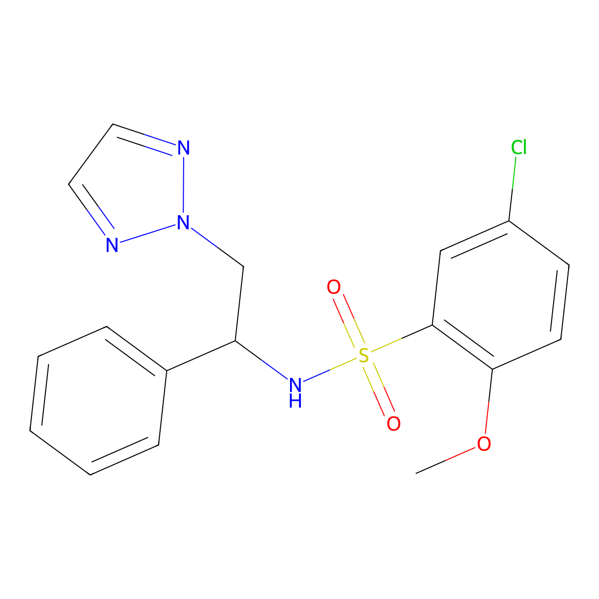 5-chloro-2-methoxy-N-(1-phenyl-2-(2H-1,2,3-triazol-2-yl)ethyl)benzenesulfonamide molecular structure, CAS 2034549-39-6