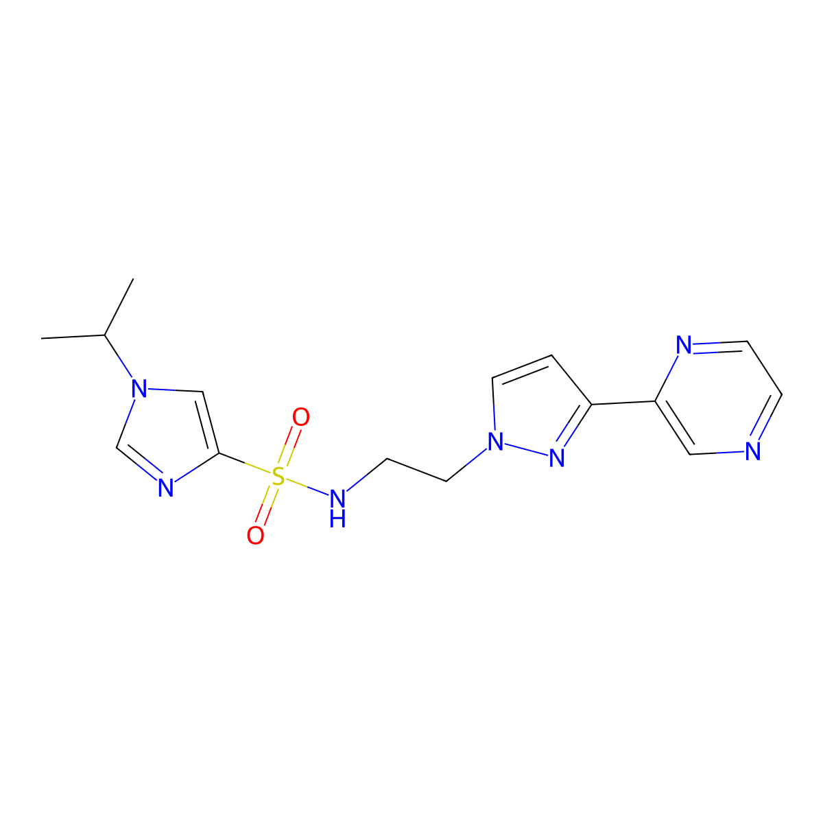 1-isopropyl-N-(2-(3-(pyrazin-2-yl)-1H-pyrazol-1-yl)ethyl)-1H-imidazole-4-sulfonamide molecular structure, CAS 2034549-40-9
