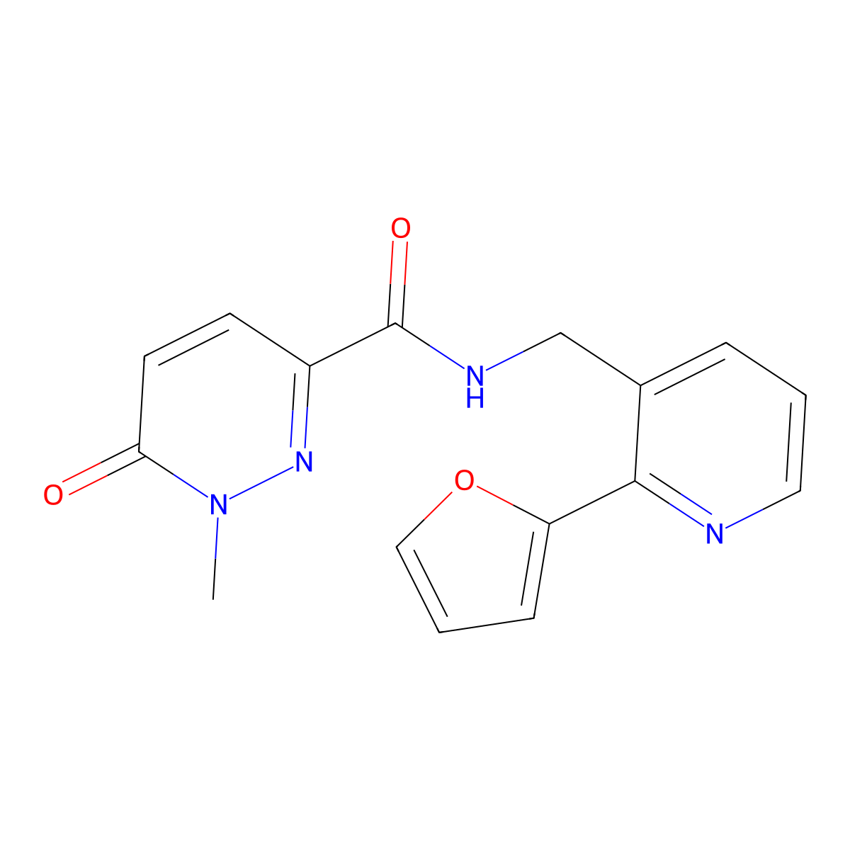 N-((2-(furan-2-yl)pyridin-3-yl)methyl)-1-methyl-6-oxo-1,6-dihydropyridazine-3-carboxamide molecular structure, CAS 2034549-48-7