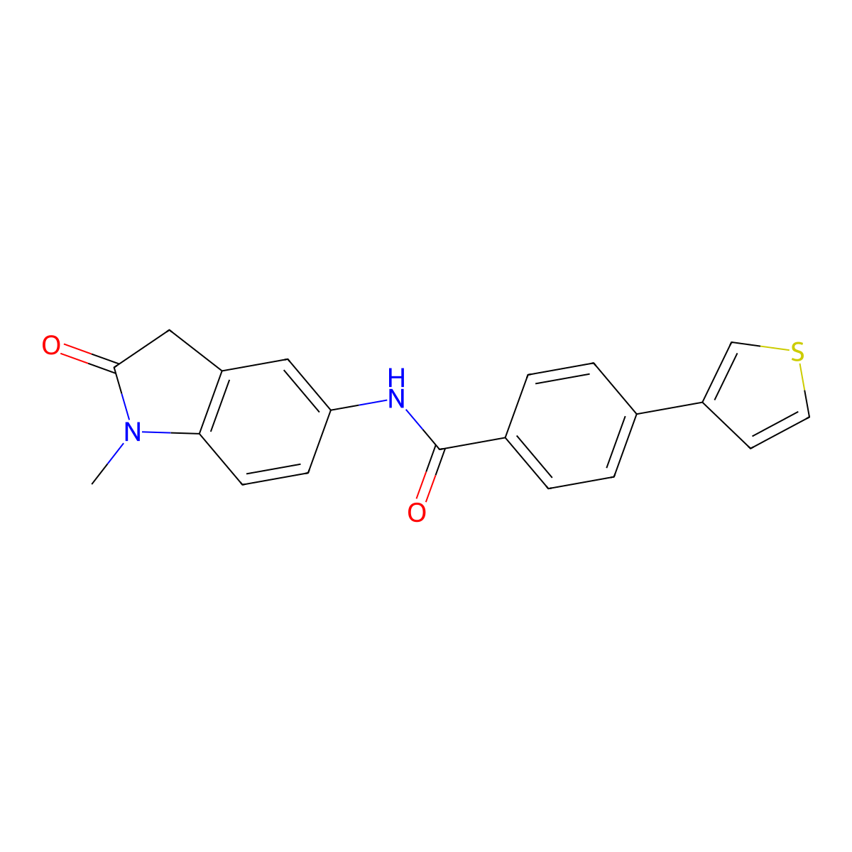 N-(1-methyl-2-oxoindolin-5-yl)-4-(thiophen-3-yl)benzamide molecular structure, CAS 2034549-51-2