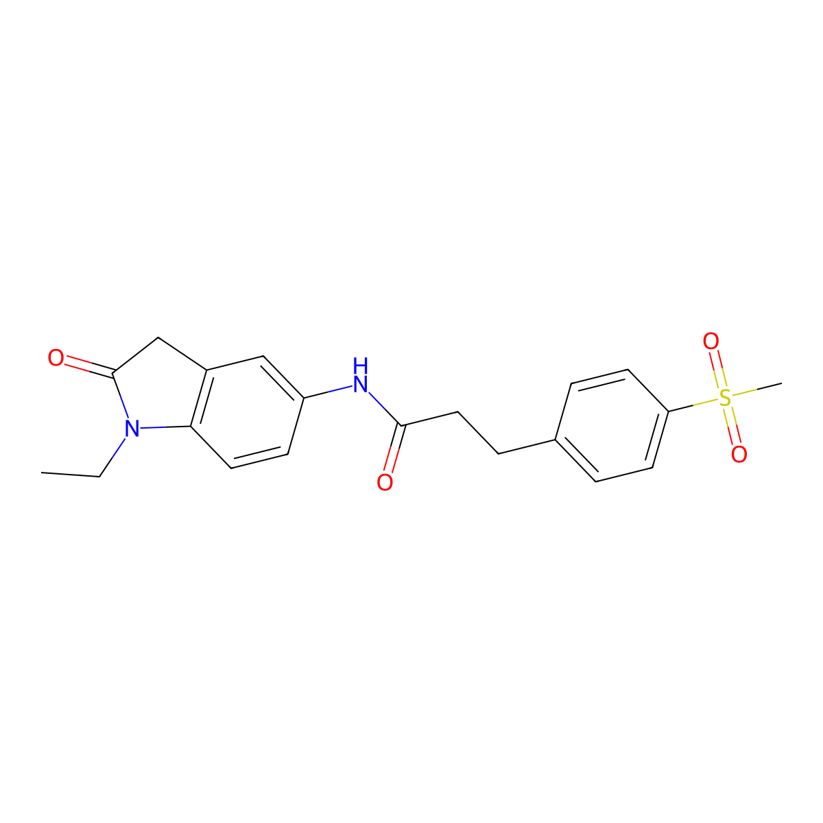 N-(1-ethyl-2-oxoindolin-5-yl)-3-(4-(methylsulfonyl)phenyl)propanamide molecular structure, CAS 2034549-58-9