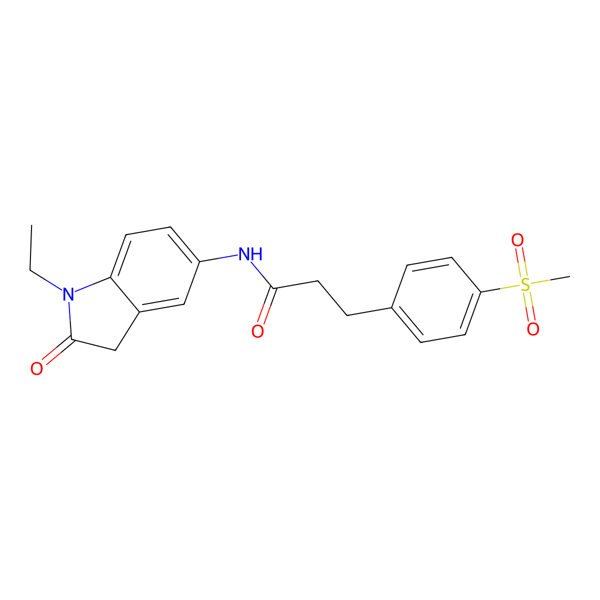 N-(1-ethyl-2-oxoindolin-5-yl)-3-(4-(methylsulfonyl)phenyl)propanamide molecular structure, CAS 2034549-58-9