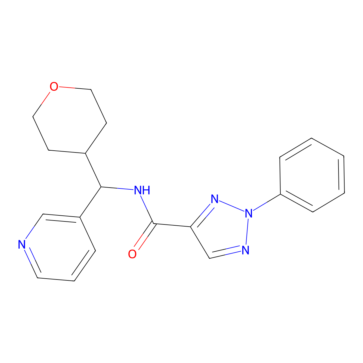 2-phenyl-N-(pyridin-3-yl(tetrahydro-2H-pyran-4-yl)methyl)-2H-1,2,3-triazole-4-carboxamide molecular structure, CAS 2034549-60-3
