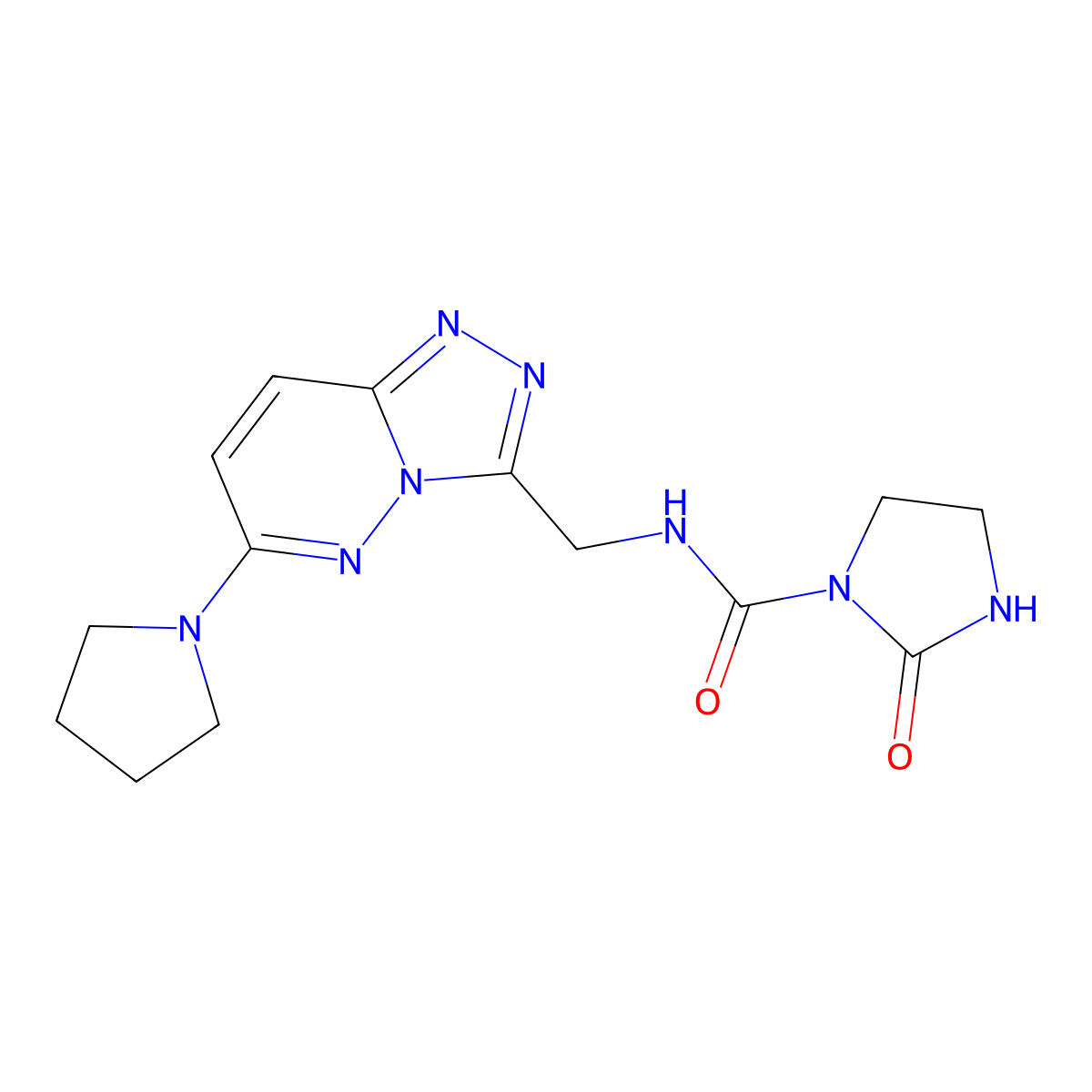 2-oxo-N-((6-(pyrrolidin-1-yl)-[1,2,4]triazolo[4,3-b]pyridazin-3-yl)methyl)imidazolidine-1-carboxamide molecular structure, CAS 2034549-68-1