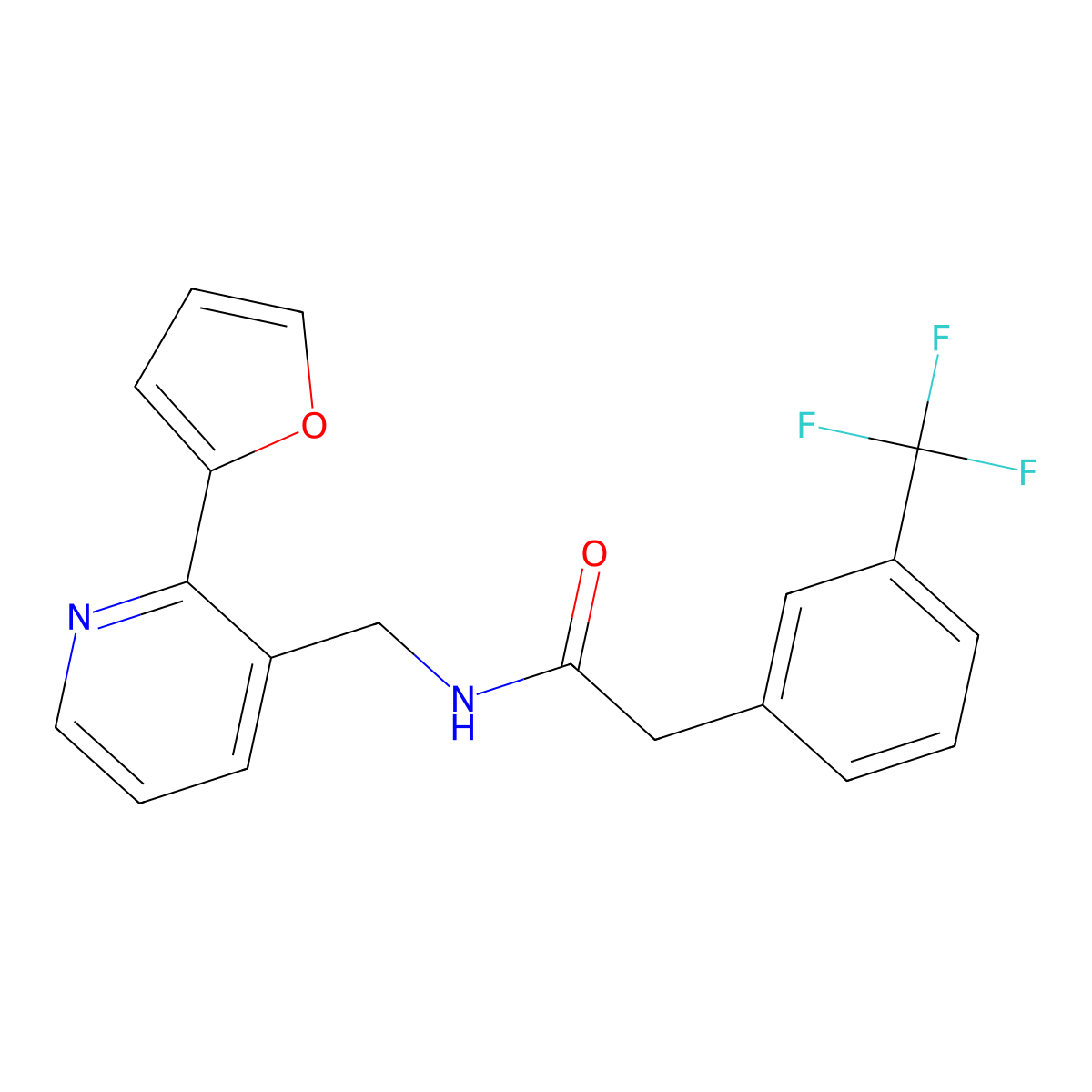 N-{[2-(furan-2-yl)pyridin-3-yl]methyl}-2-[3-(trifluoromethyl)phenyl]acetamide molecular structure, CAS 2034549-77-2
