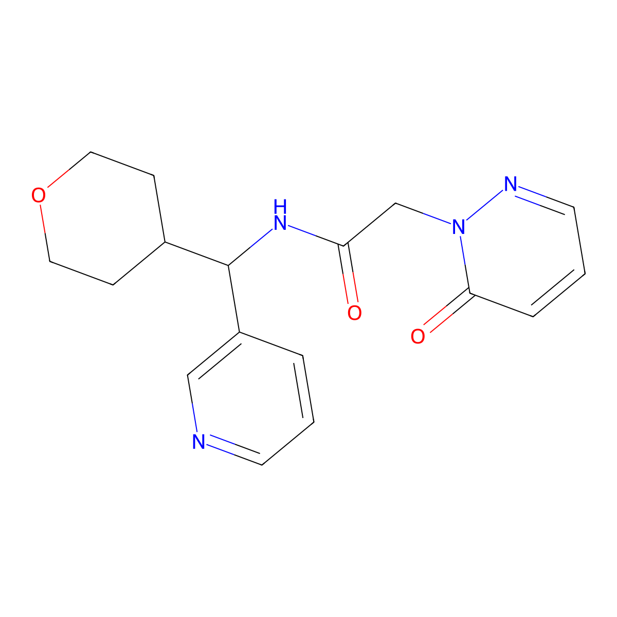 2-(6-oxopyridazin-1(6H)-yl)-N-(pyridin-3-yl(tetrahydro-2H-pyran-4-yl)methyl)acetamide molecular structure, CAS 2034549-86-3